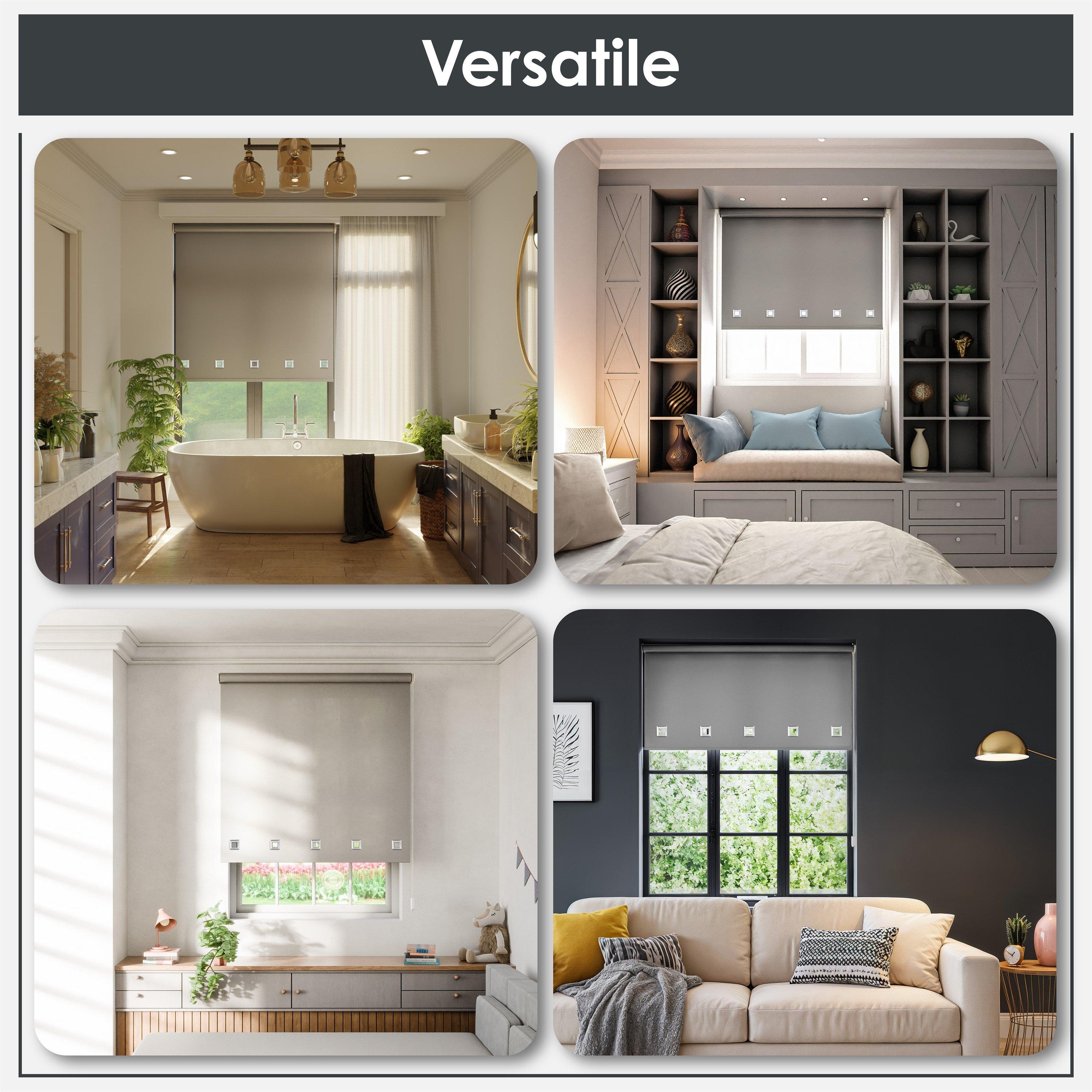 Grey - Emma Barclay - Square Eyelet Roller Blind - 2