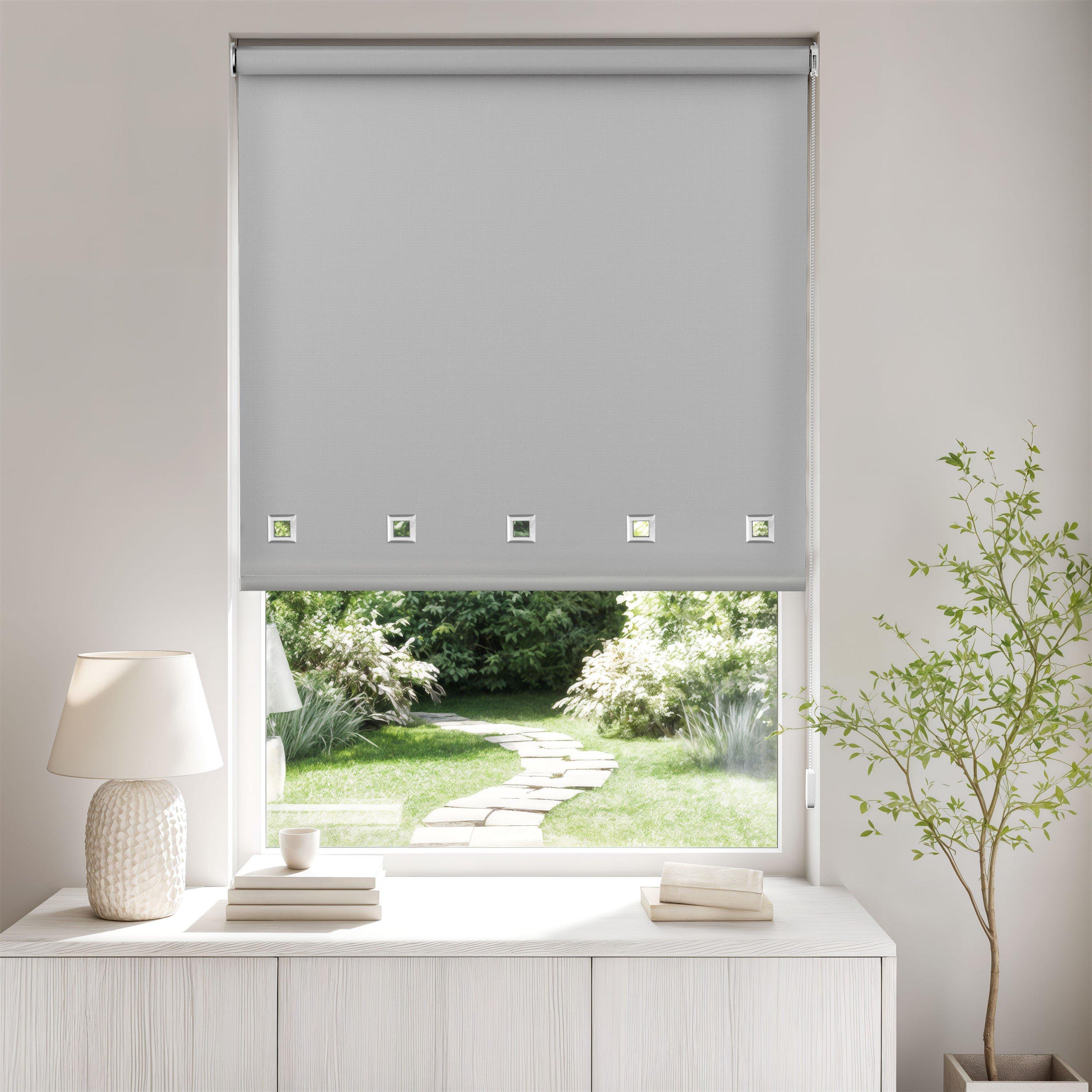 Grey - Emma Barclay - Square Eyelet Roller Blind - 4