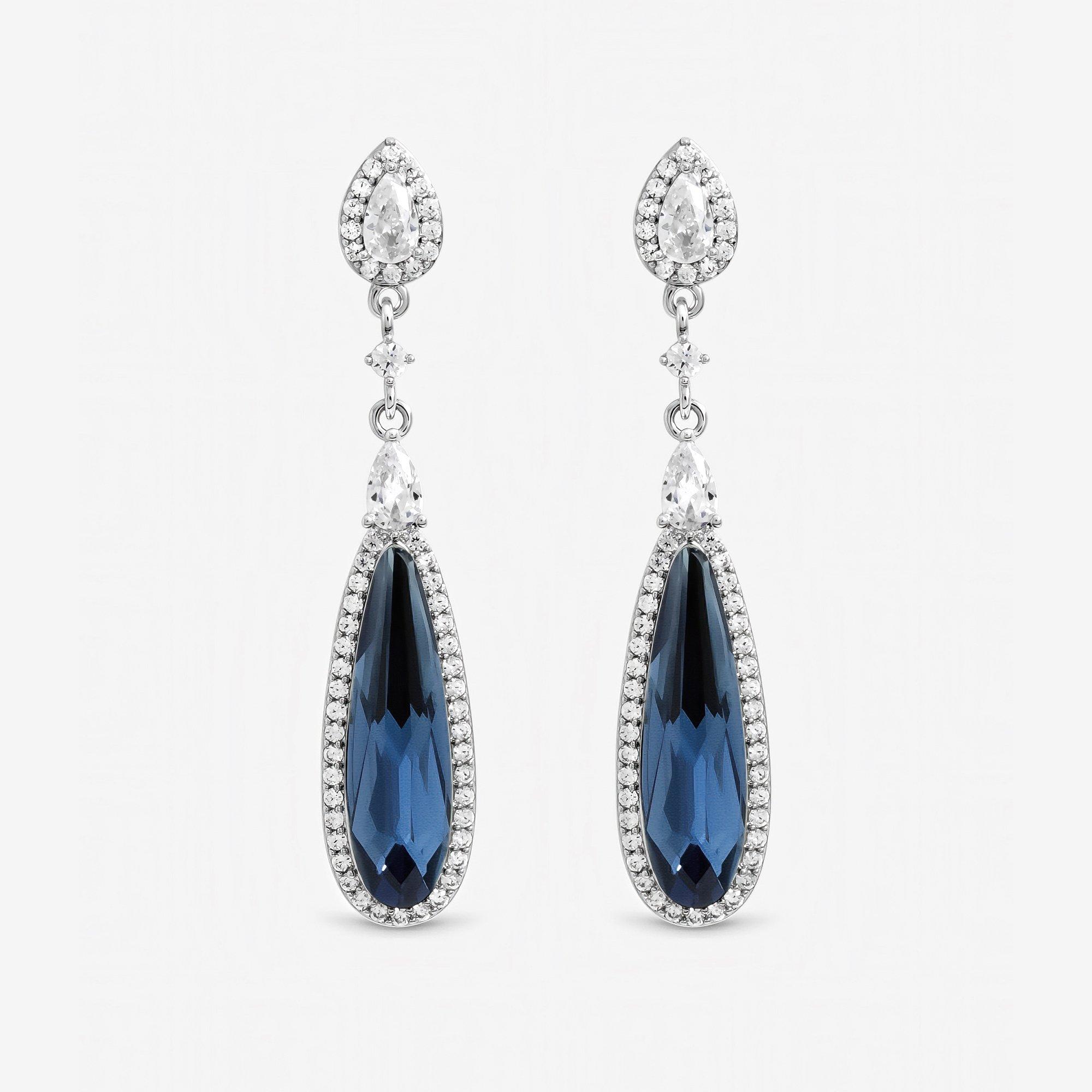 Silver - Jon Richard - Silver Plated Crystal Drop Earrings - 1