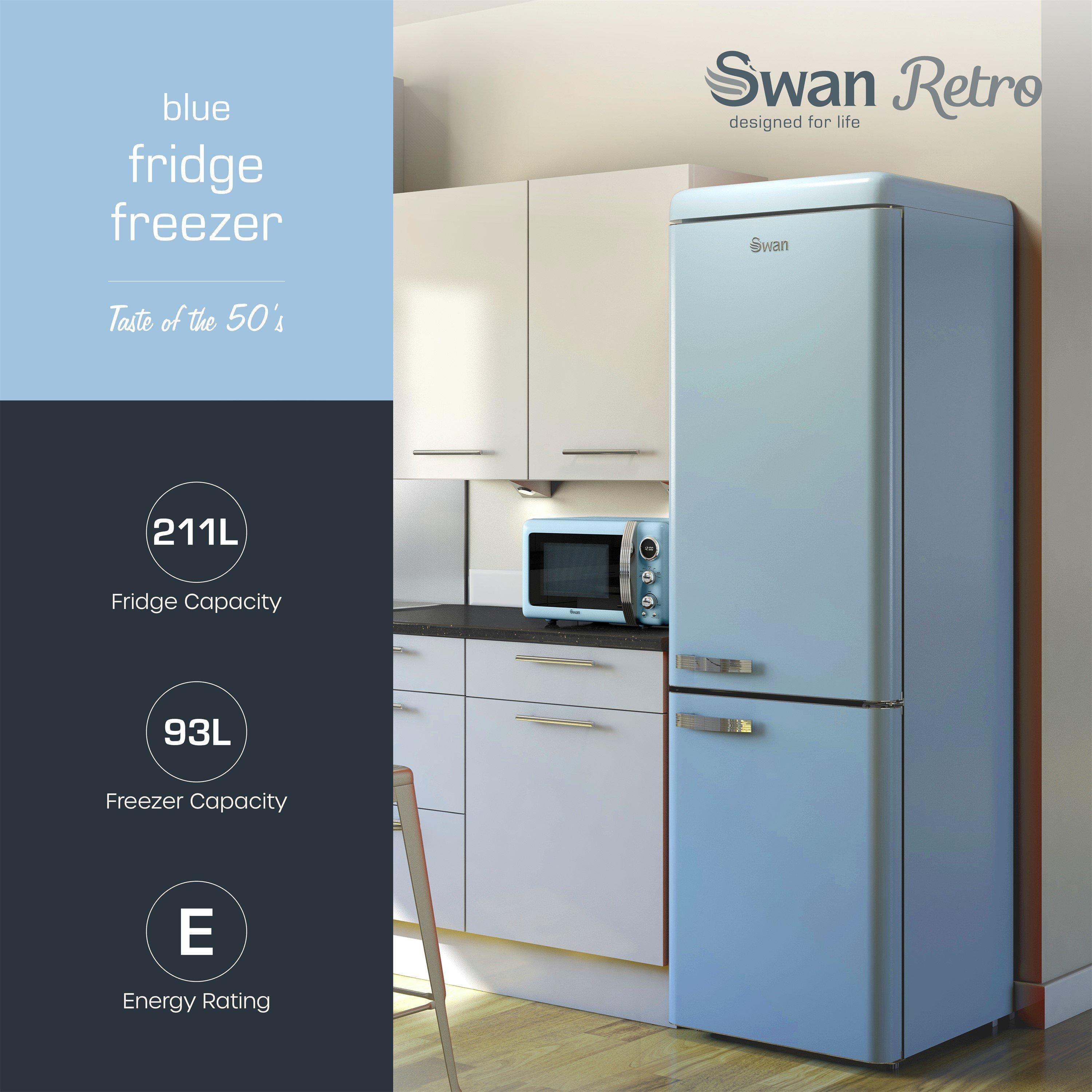 Blue - Swan - Retro Fridge Freezer Blue - 2