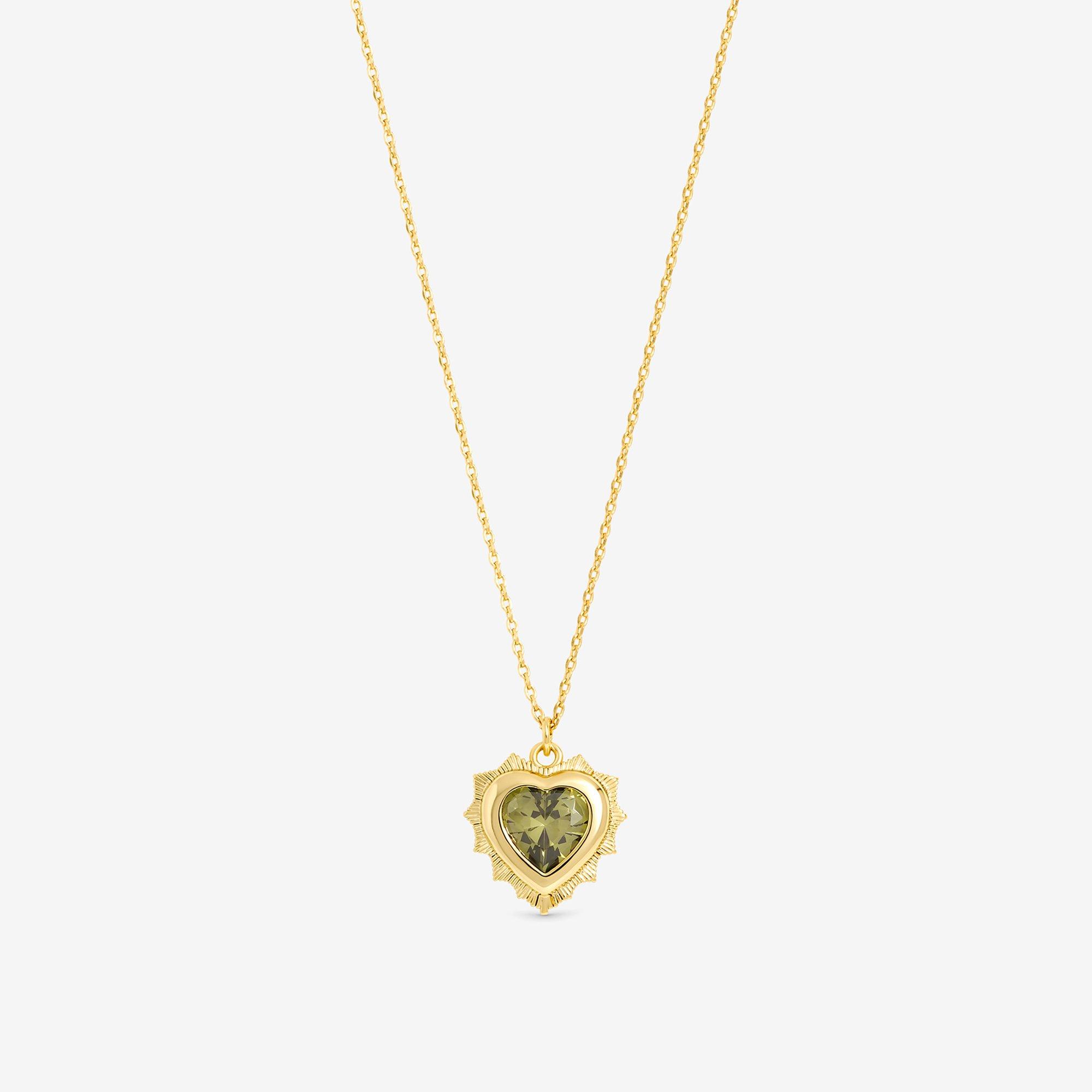 Gold - Jon Richard - 14Ct Gold Plated Heart Birthstone Pendant - August - 2
