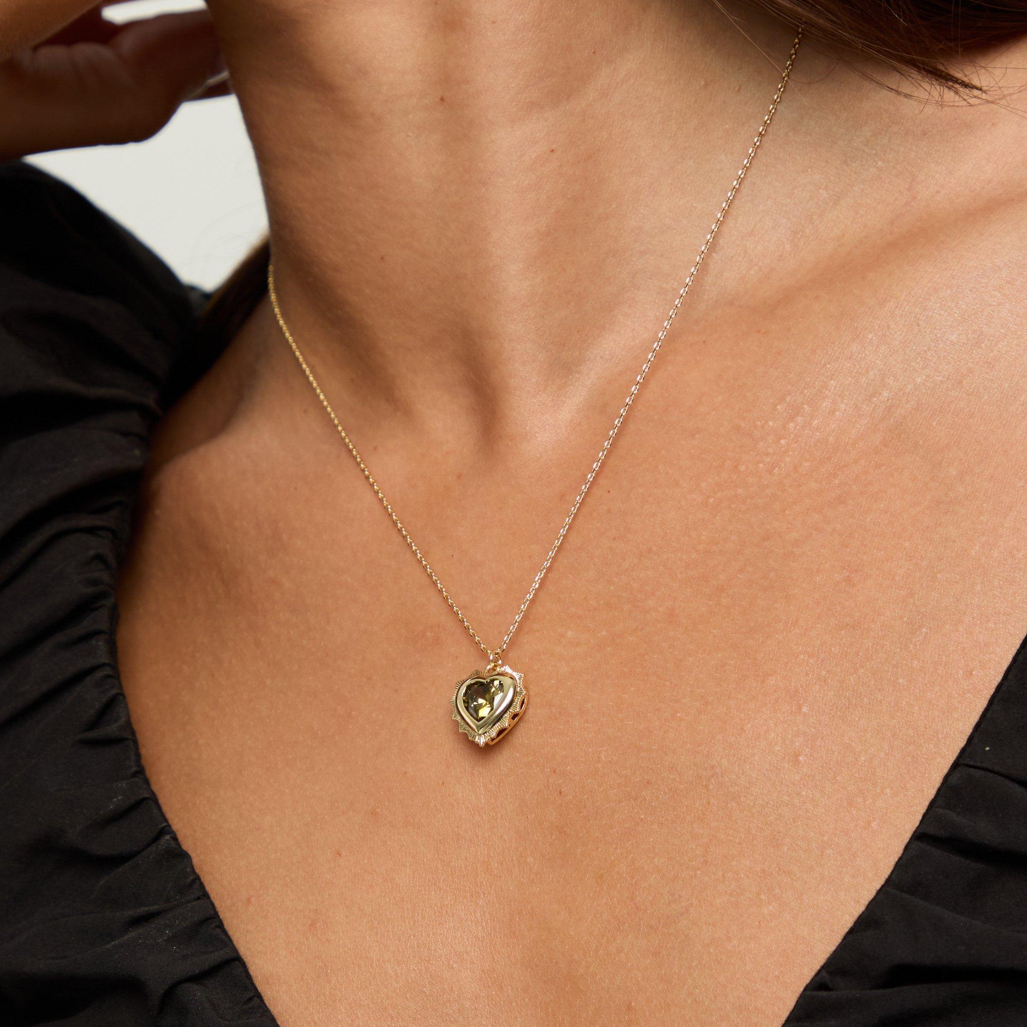 Gold - Jon Richard - 14Ct Gold Plated Heart Birthstone Pendant - August - 3