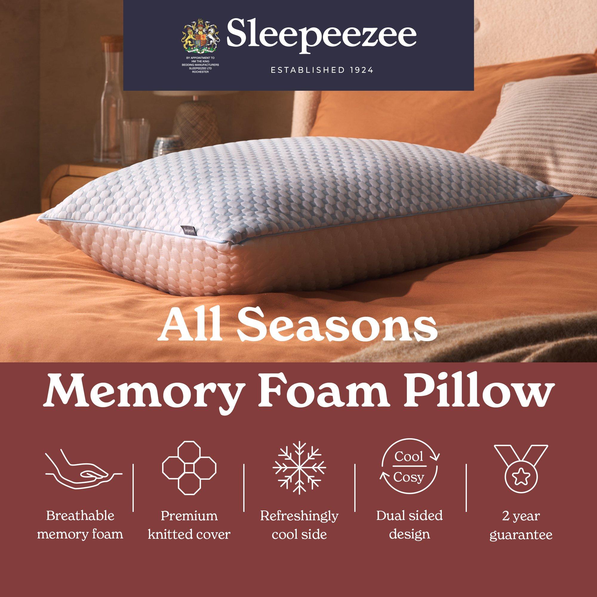 White - Sleepeezee - All Seasons Memory Foam Pillow - 8