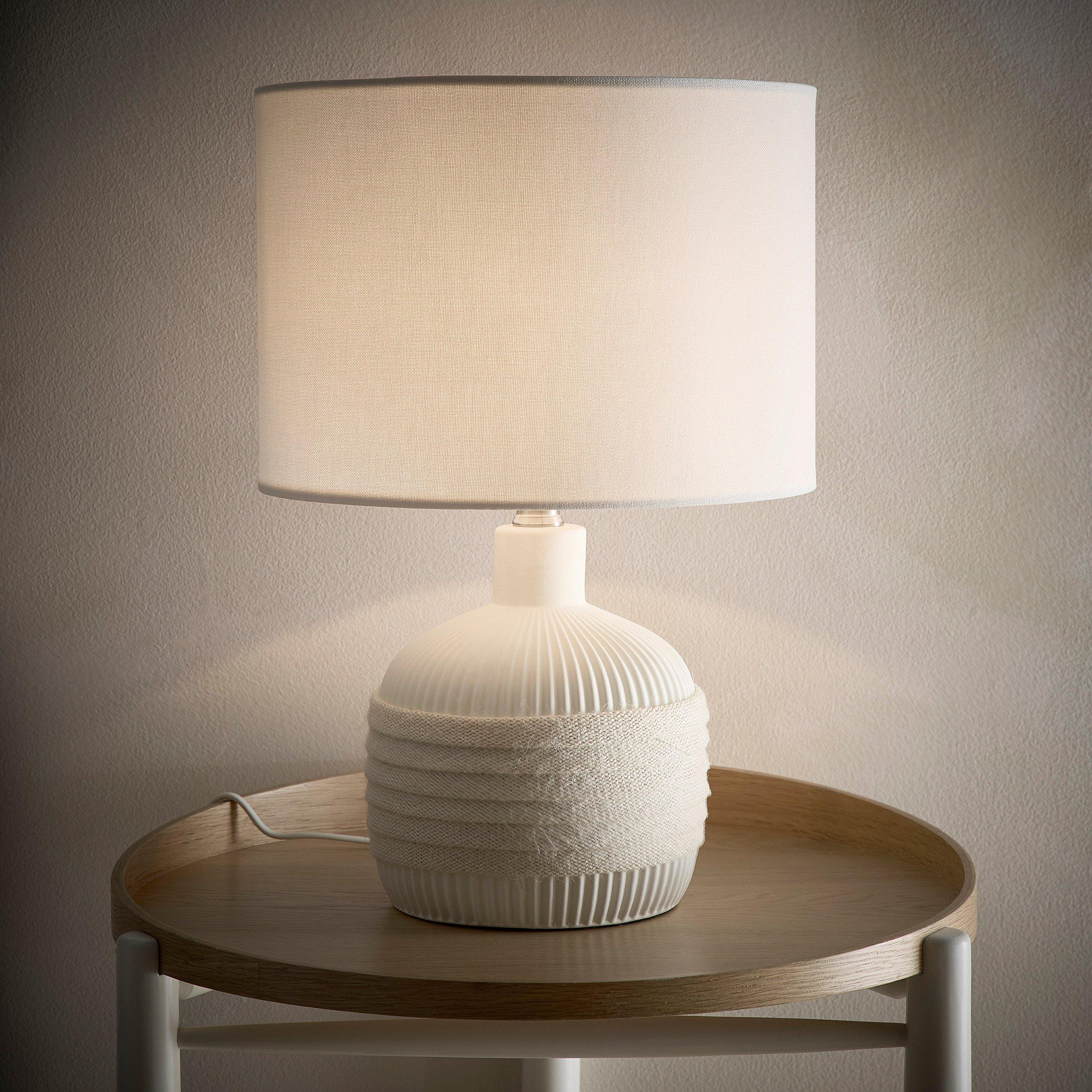 Light Cream - K Living - Emilia 40cm Wrapped Ceramic Light Cream Table Lamp - 2