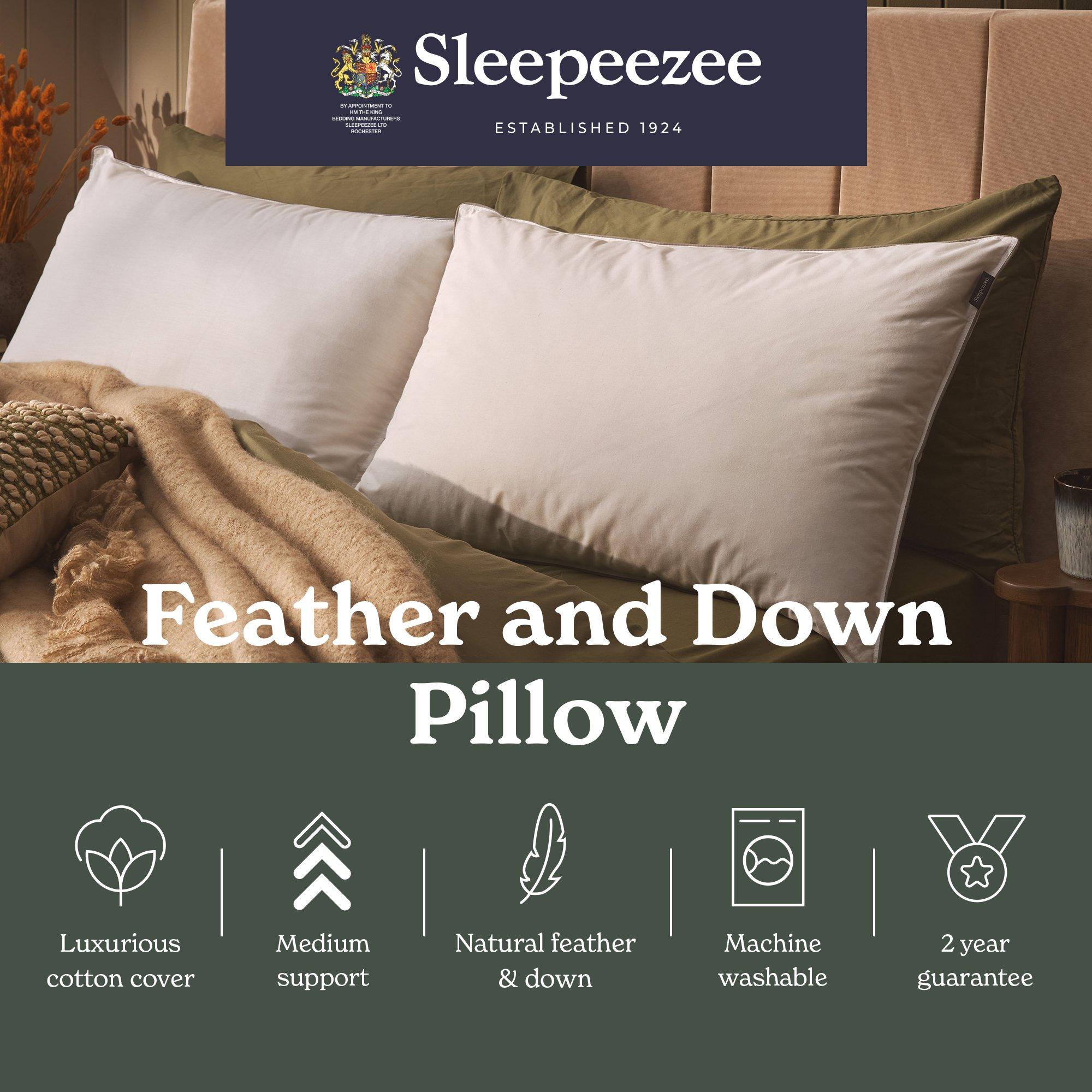 White - Sleepeezee - Natural Feather and Down Pillow - 6