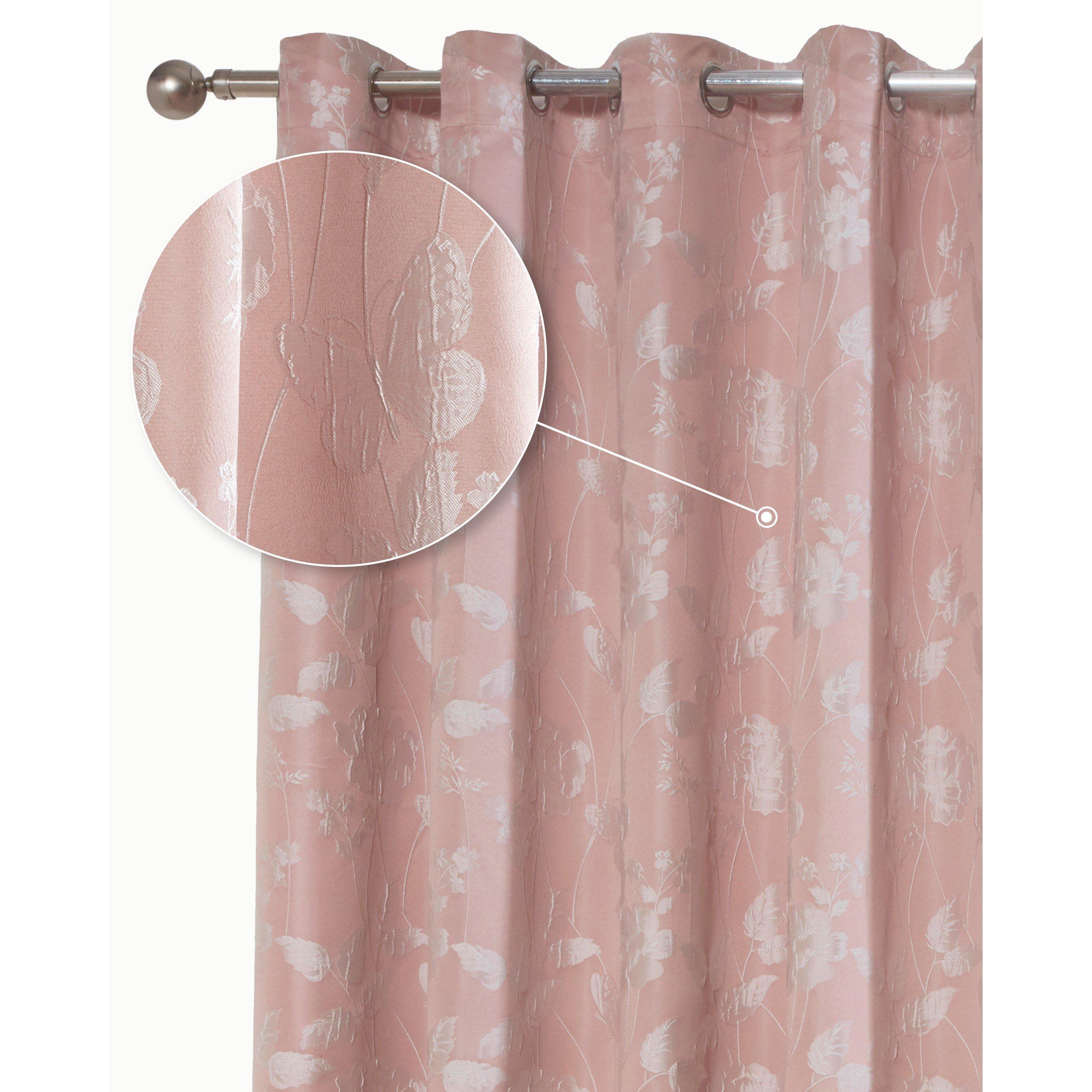 Lined Jacquard Curtains Eyelet Butterfly Meadow
