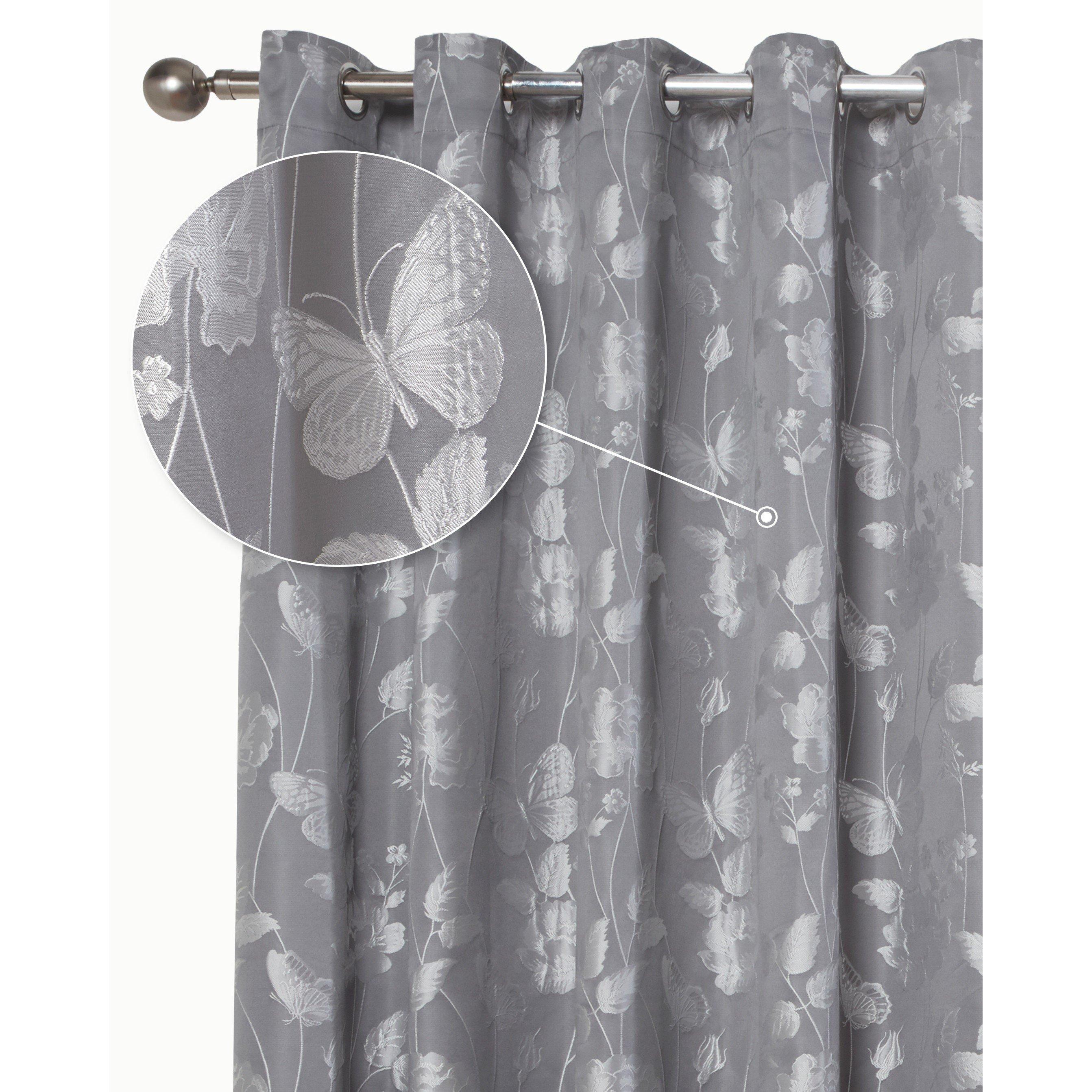 Lined Jacquard Curtains Eyelet Butterfly Meadow