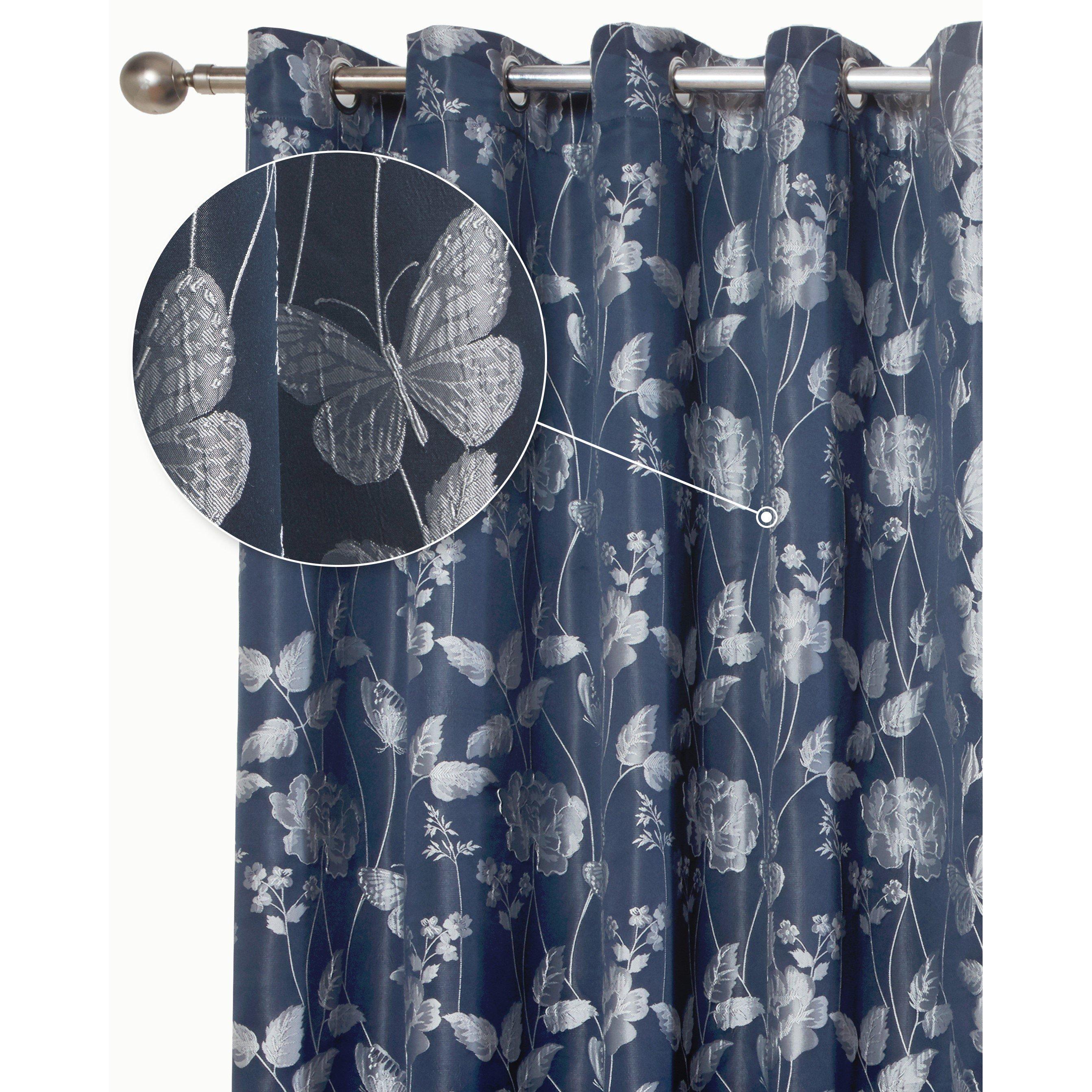 Lined Jacquard Curtains Eyelet Butterfly Meadow
