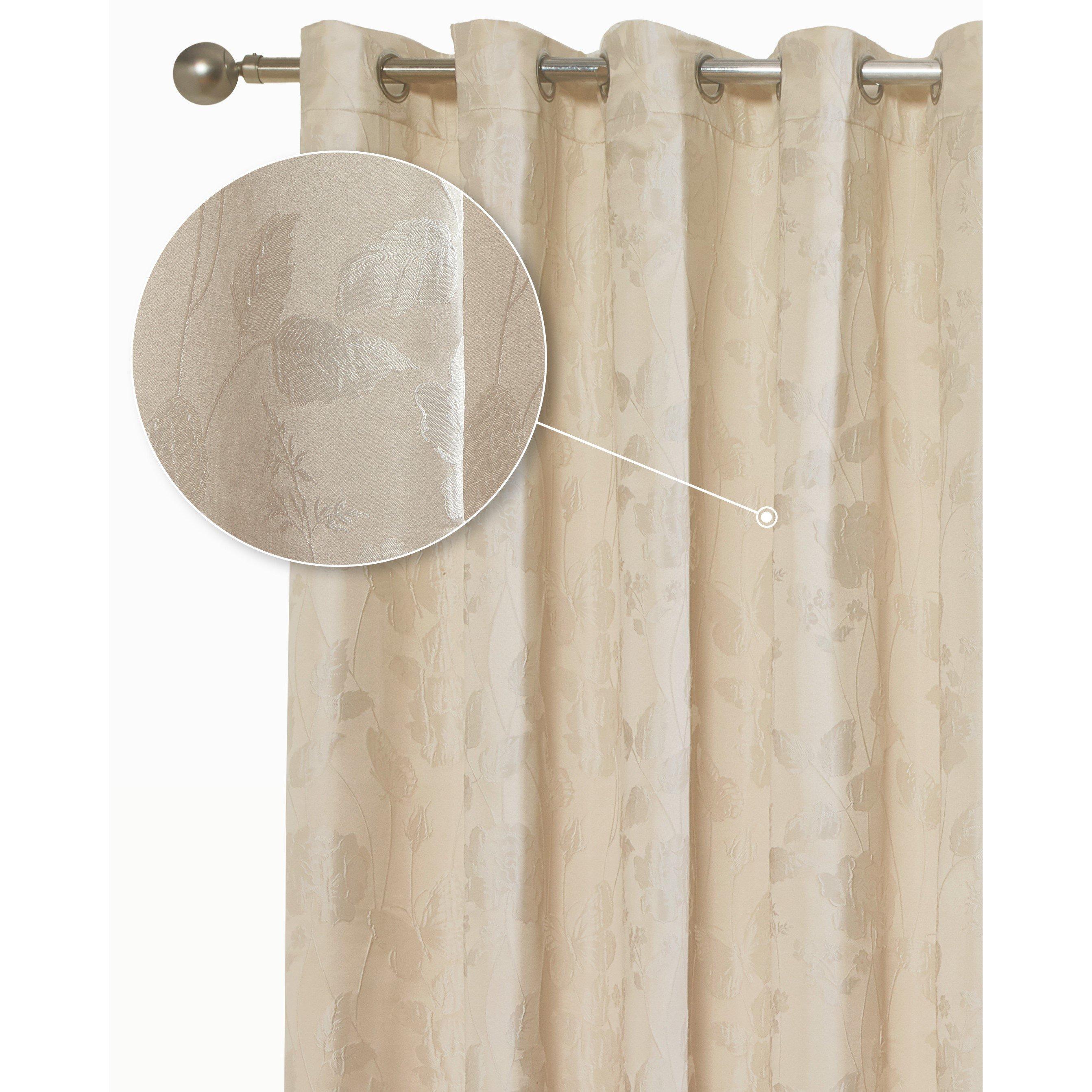 Cream - Emma Barclay - Lined Jacquard Curtains Eyelet Butterfly Meadow - 1