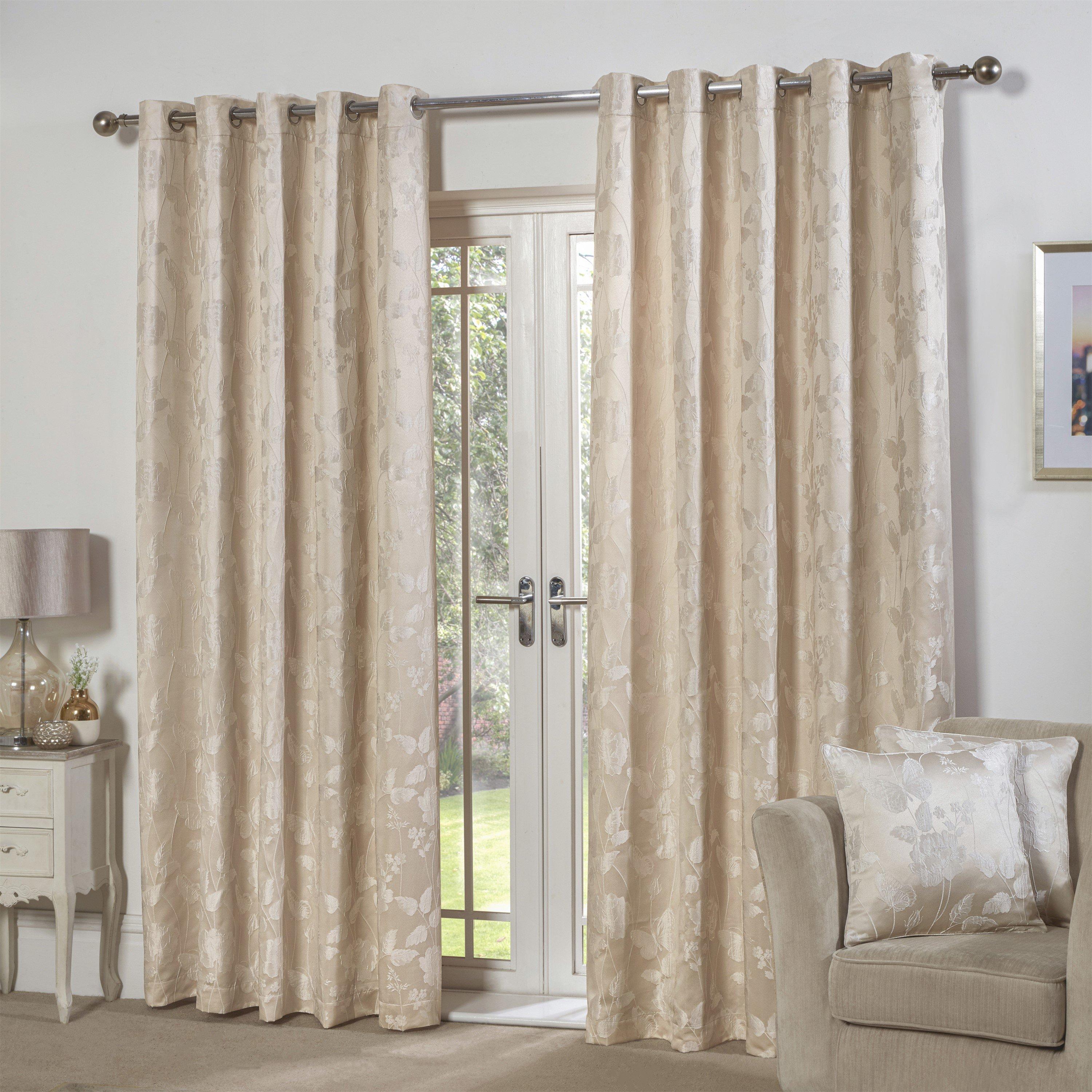 Cream - Emma Barclay - Lined Jacquard Curtains Eyelet Butterfly Meadow - 4