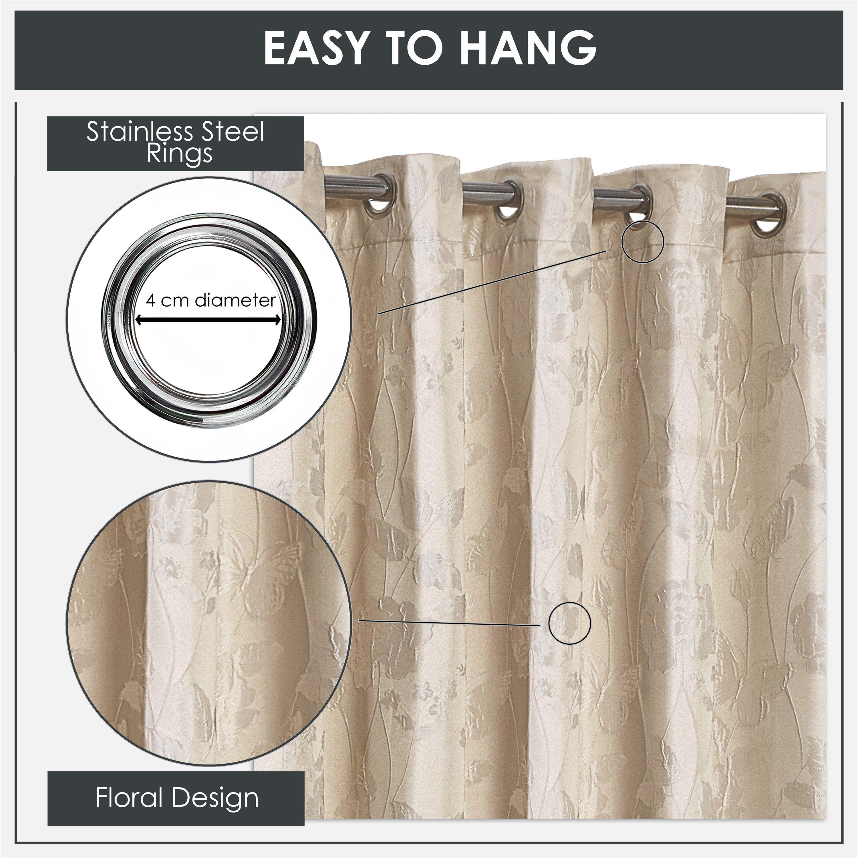 Cream - Emma Barclay - Lined Jacquard Curtains Eyelet Butterfly Meadow - 6