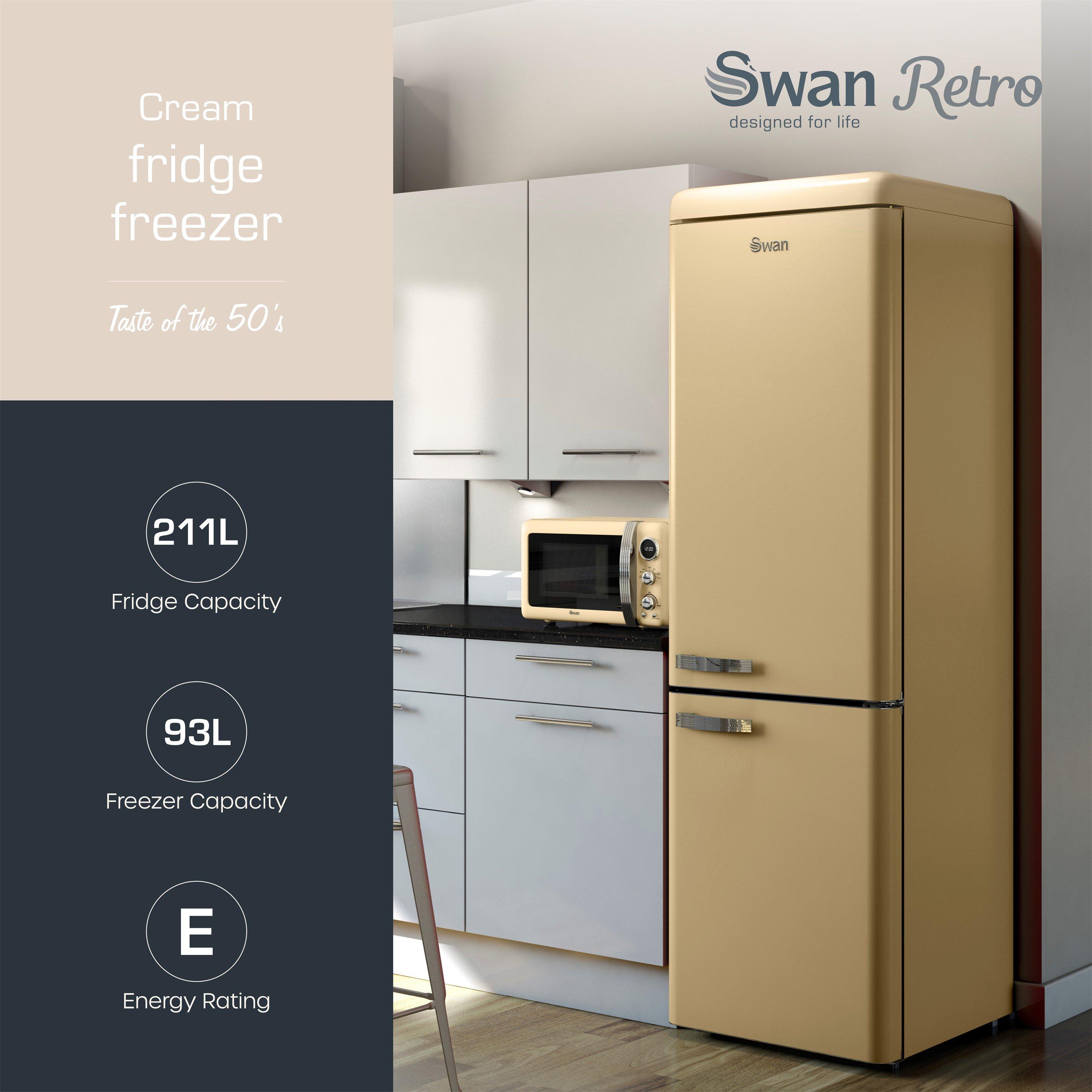Cream - Swan - Retro Fridge Freezer - 2
