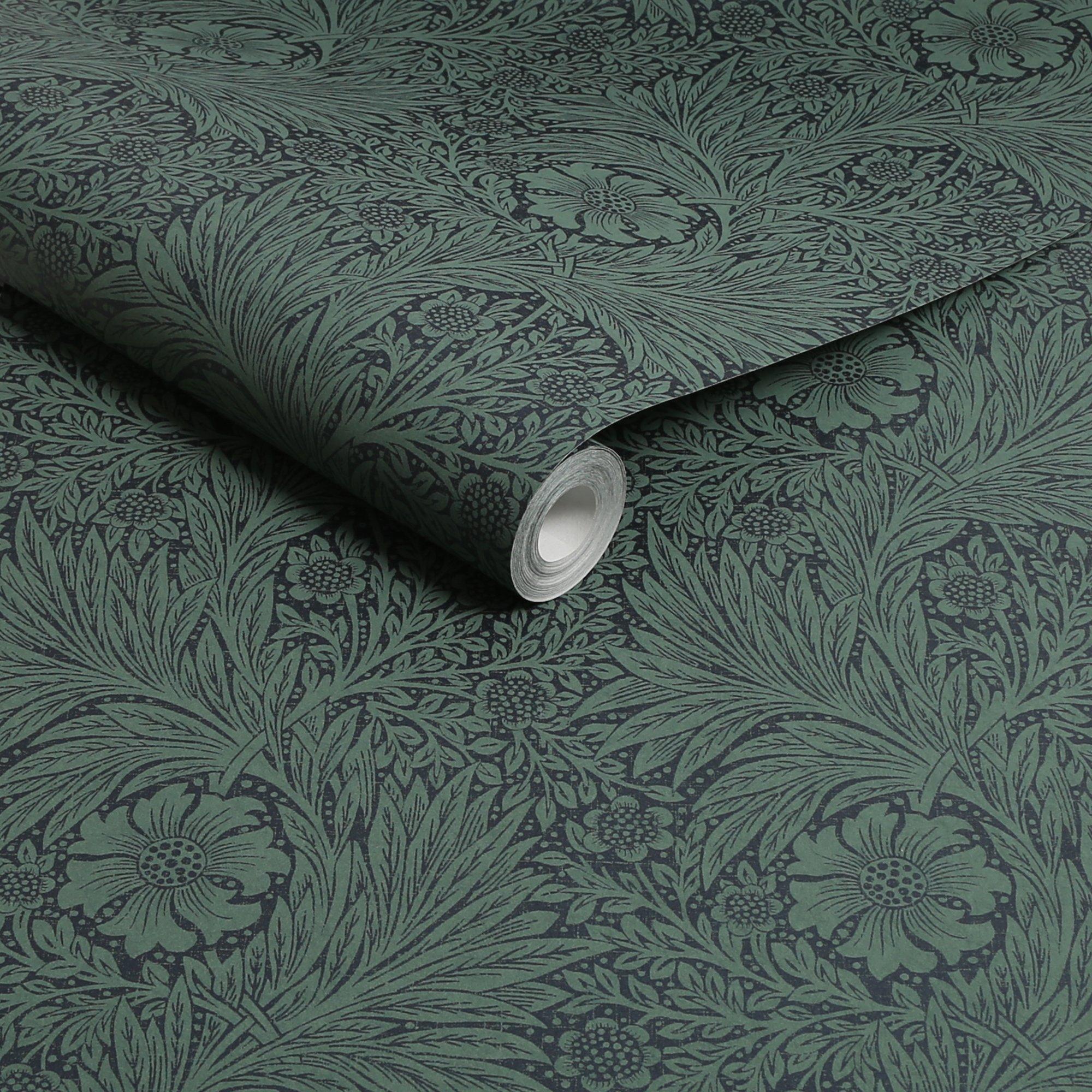 Green - William Morris at Home - Marigold Fibrous Green Wallpaper - 3