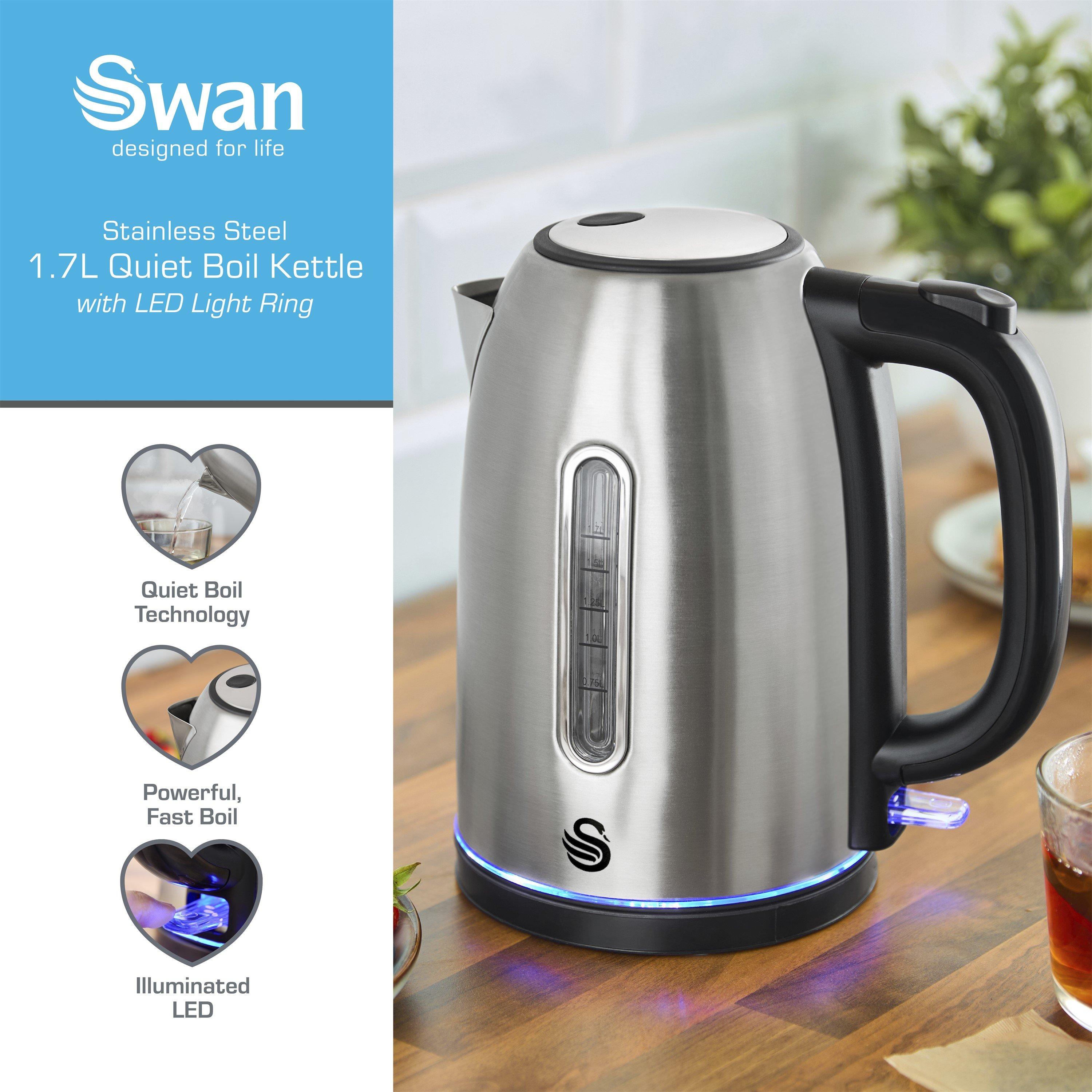 Stainless Steel - Swan - Quiet Boil Cordless Kettle - 2