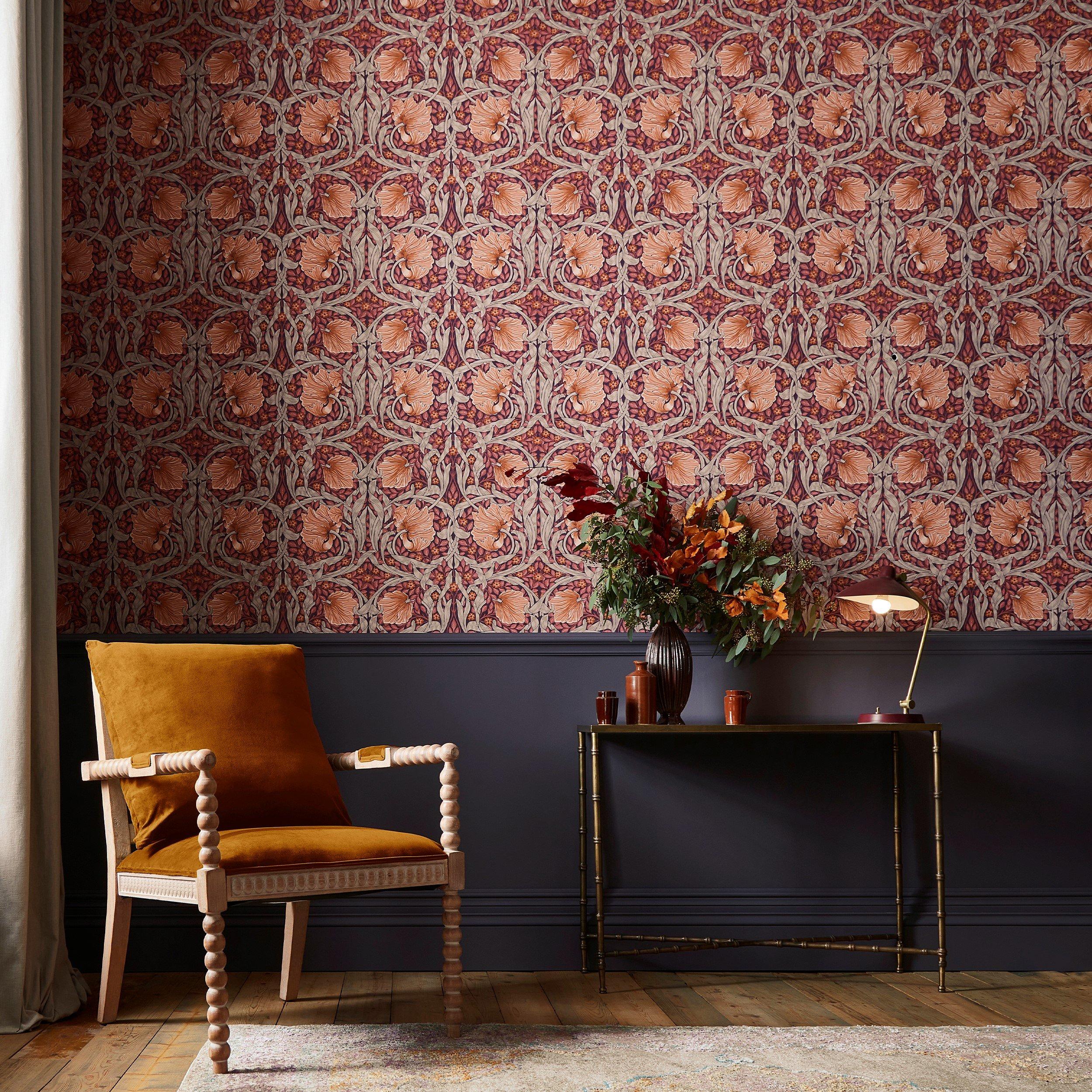 Plum - William Morris at Home - Pimpernel Plum Wallpaper - 1
