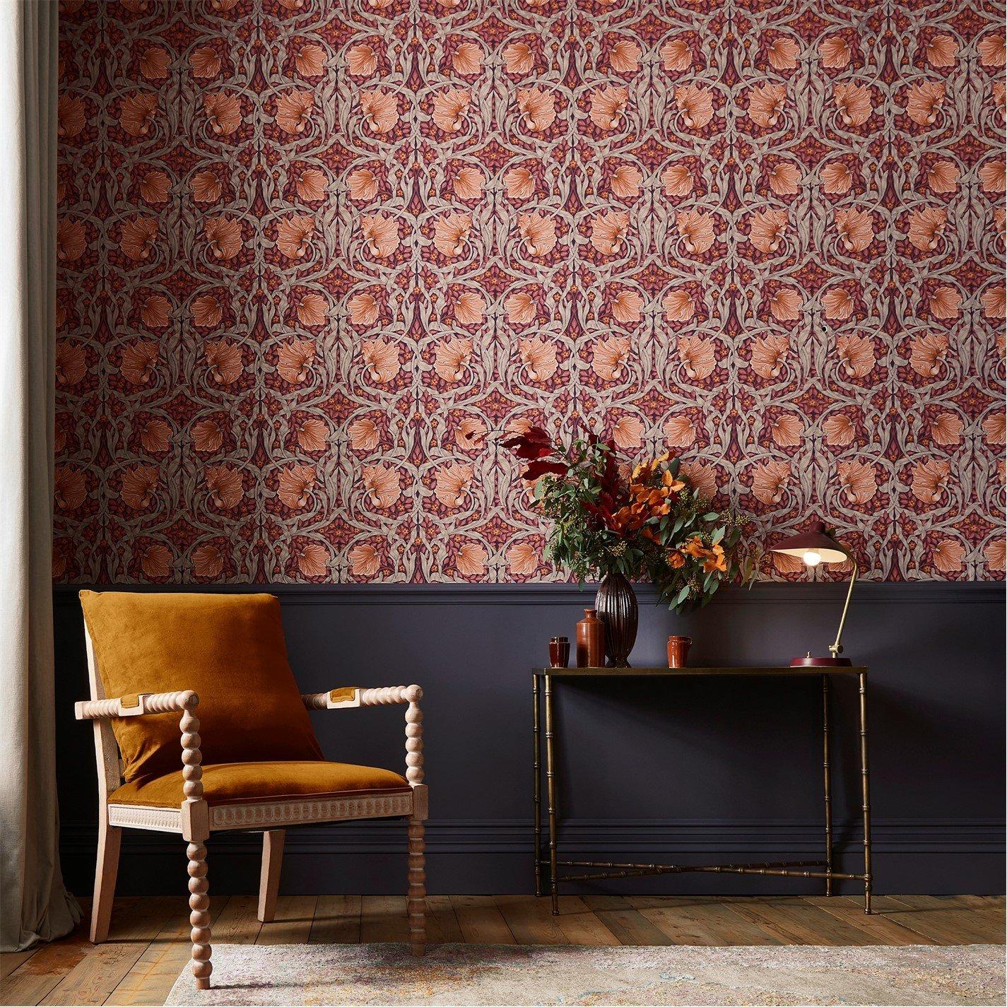 William Morris At Home  Pimpernel Wallpaper Plum