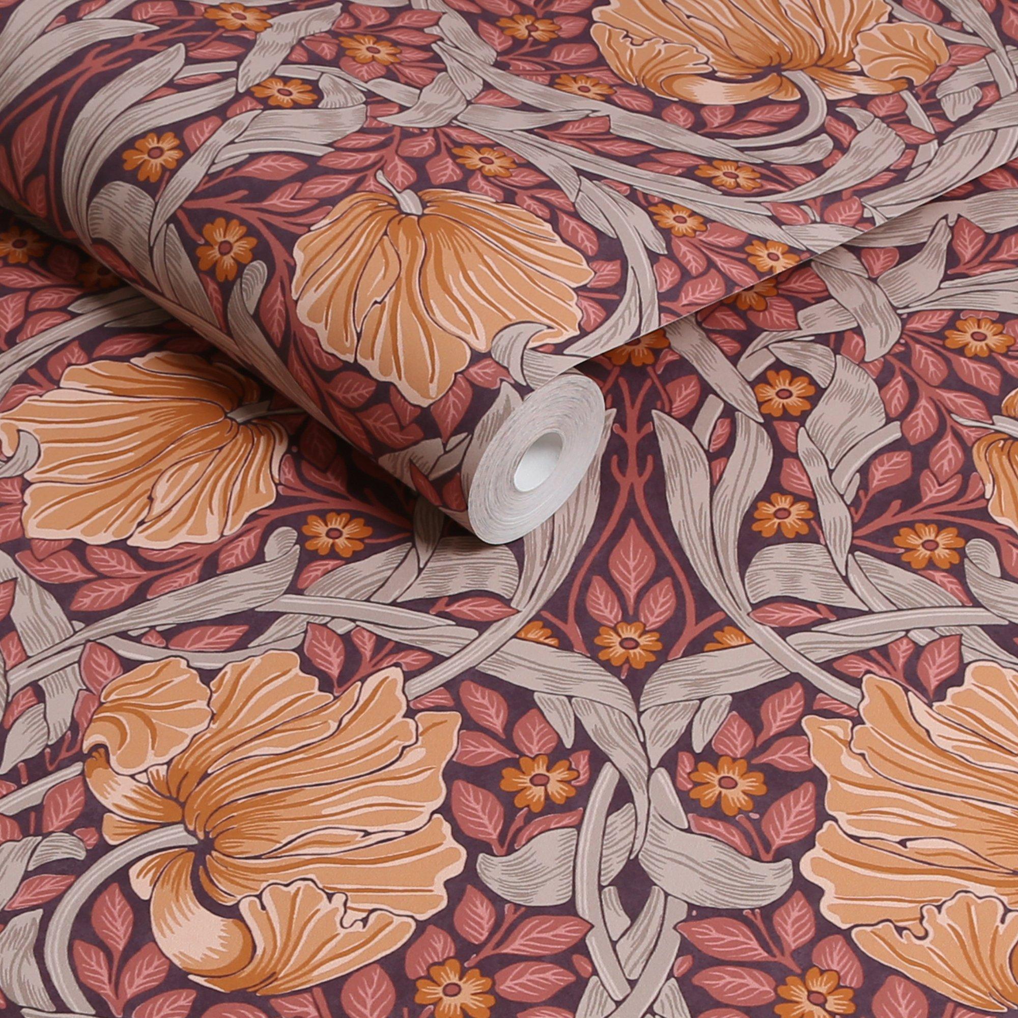 Plum - William Morris at Home - Pimpernel Plum Wallpaper - 3
