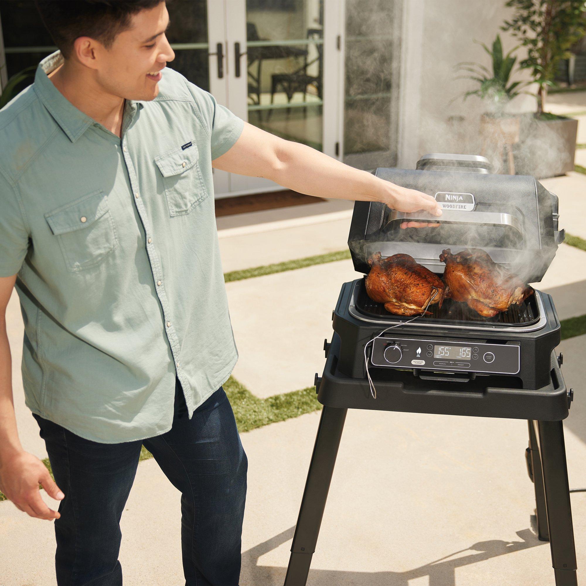 Grey Lid / Blac - Ninja - Woodfire Pro XL Electric BBQ Grill & Smoker - 6