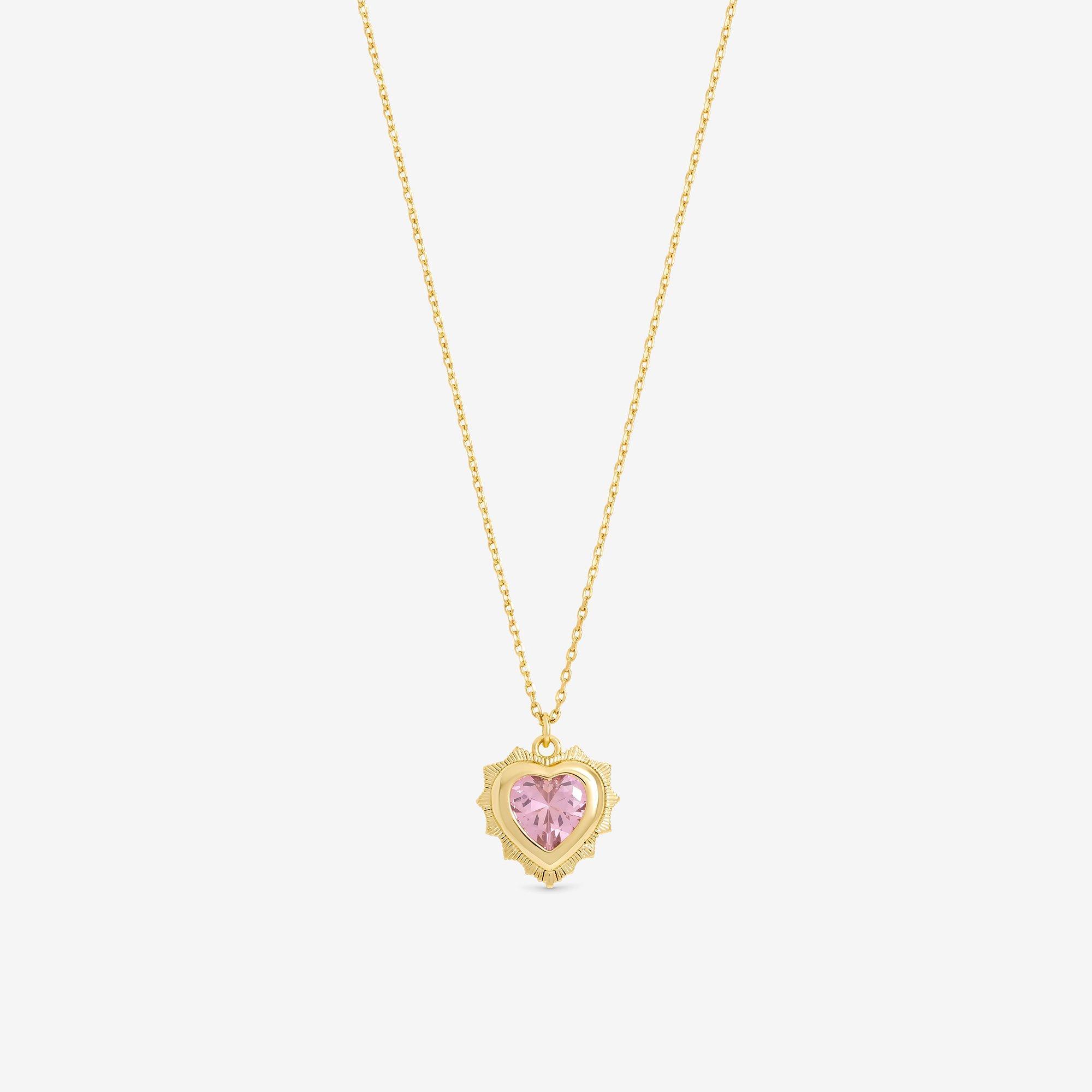 Gold - Jon Richard - Gold Plated Heart Birthstone Pendant - October - 2
