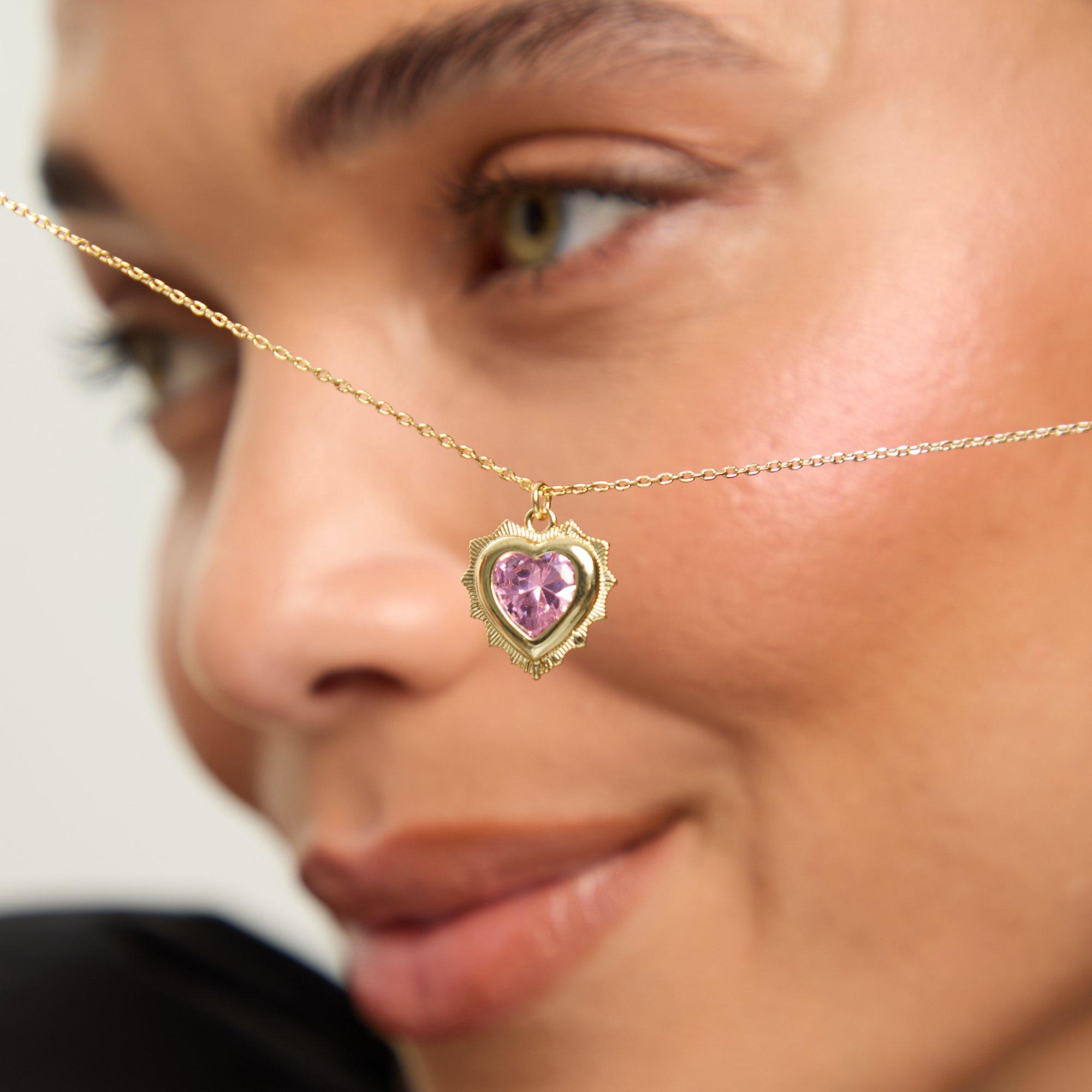 Gold - Jon Richard - Gold Plated Heart Birthstone Pendant - October - 3