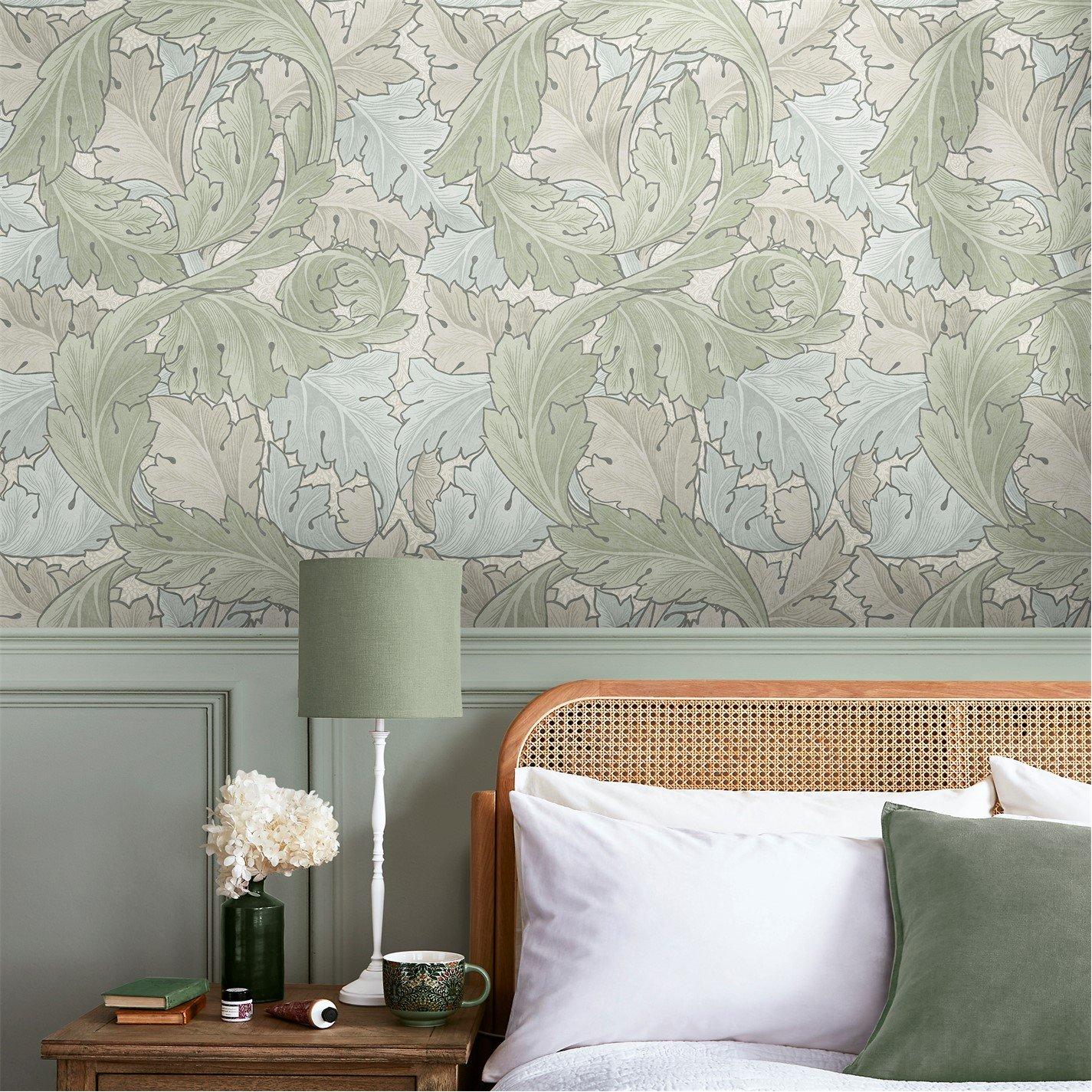 William Morris At Home  Acanthus Sage Wallpaper - Sage & Duck Egg