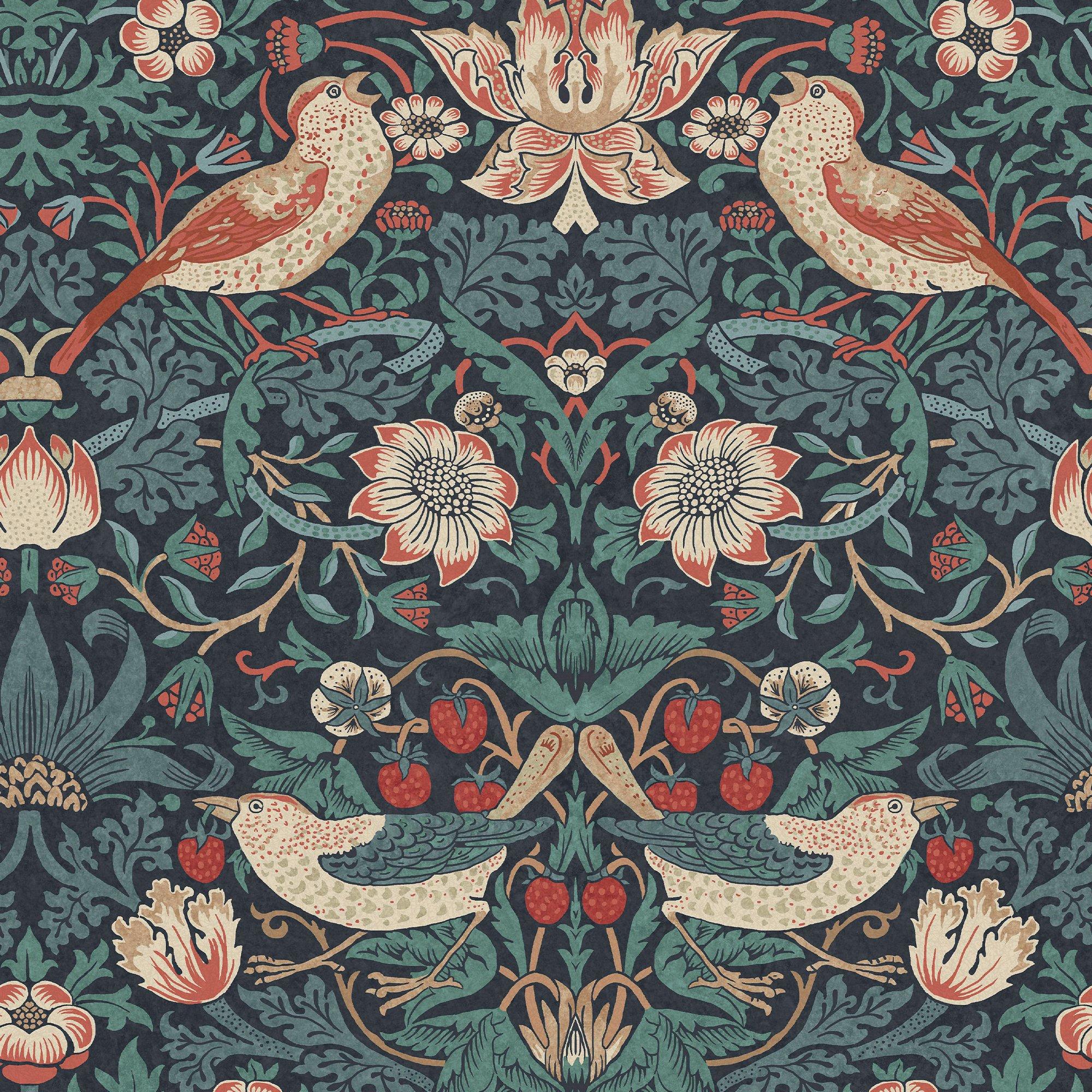 Deep Blue - William Morris at Home - Strawberry Thief Deep Blue Wallpaper - 2