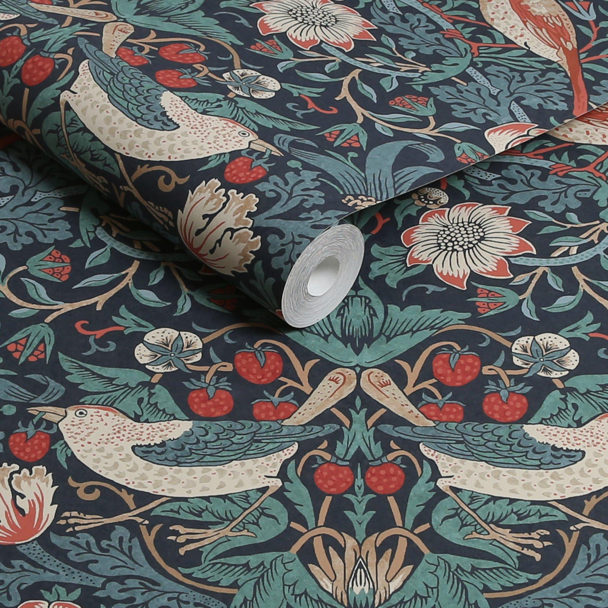 Deep Blue - William Morris at Home - Strawberry Thief Deep Blue Wallpaper - 3