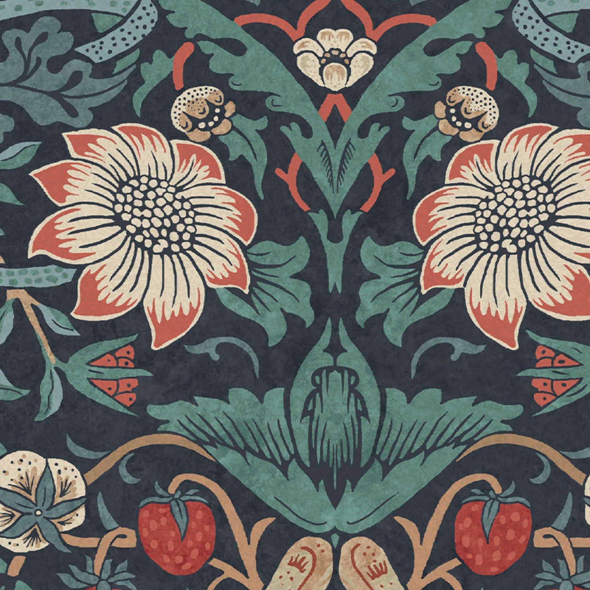 Deep Blue - William Morris at Home - Strawberry Thief Deep Blue Wallpaper - 4
