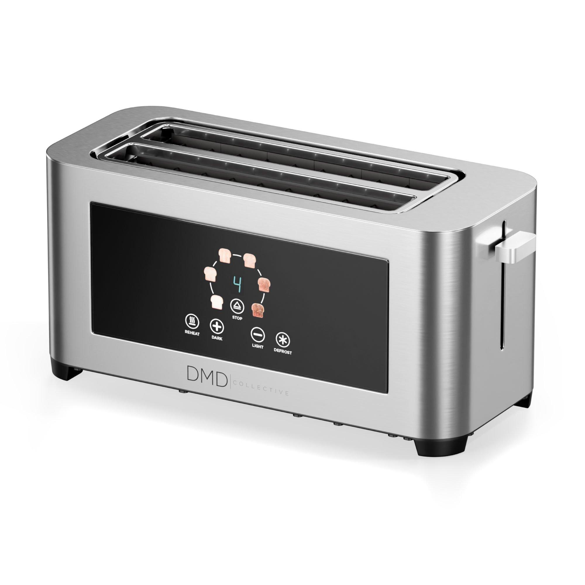 Silver/Black - DMD Collective - Touchscreen 4 Slice Long Slot Toaster - 1