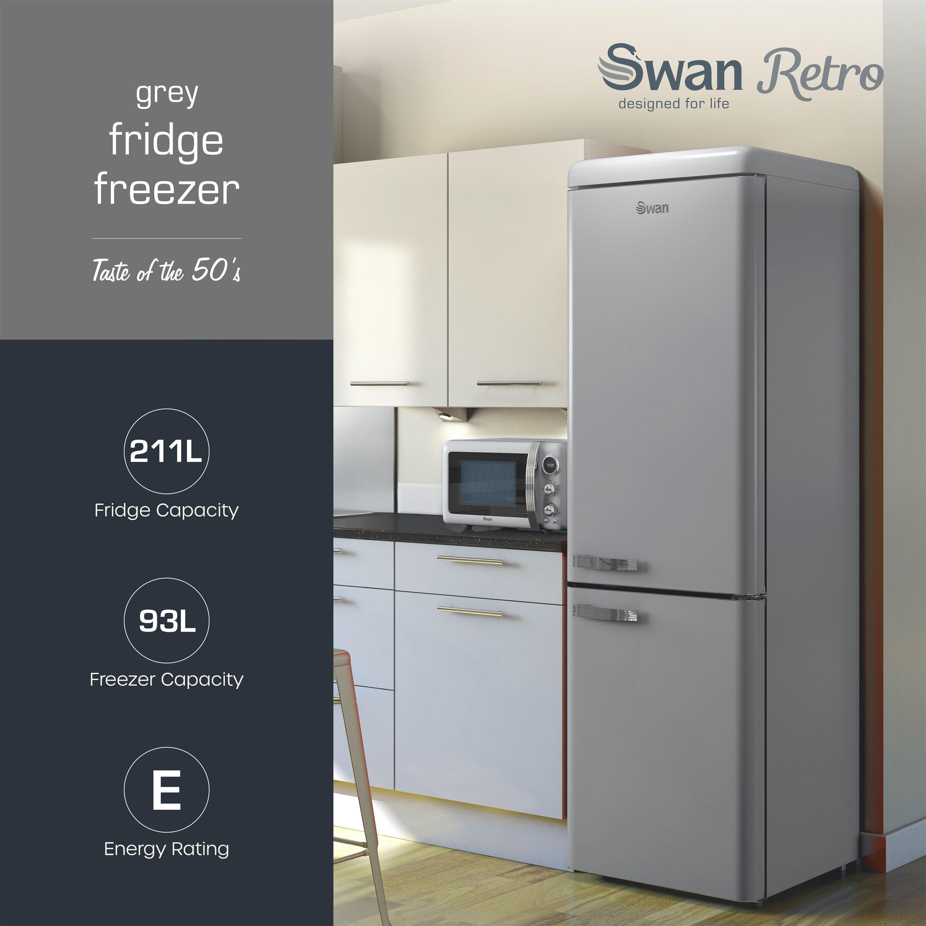 Grey - Swan - Retro Fridge Freezer Grey - 2