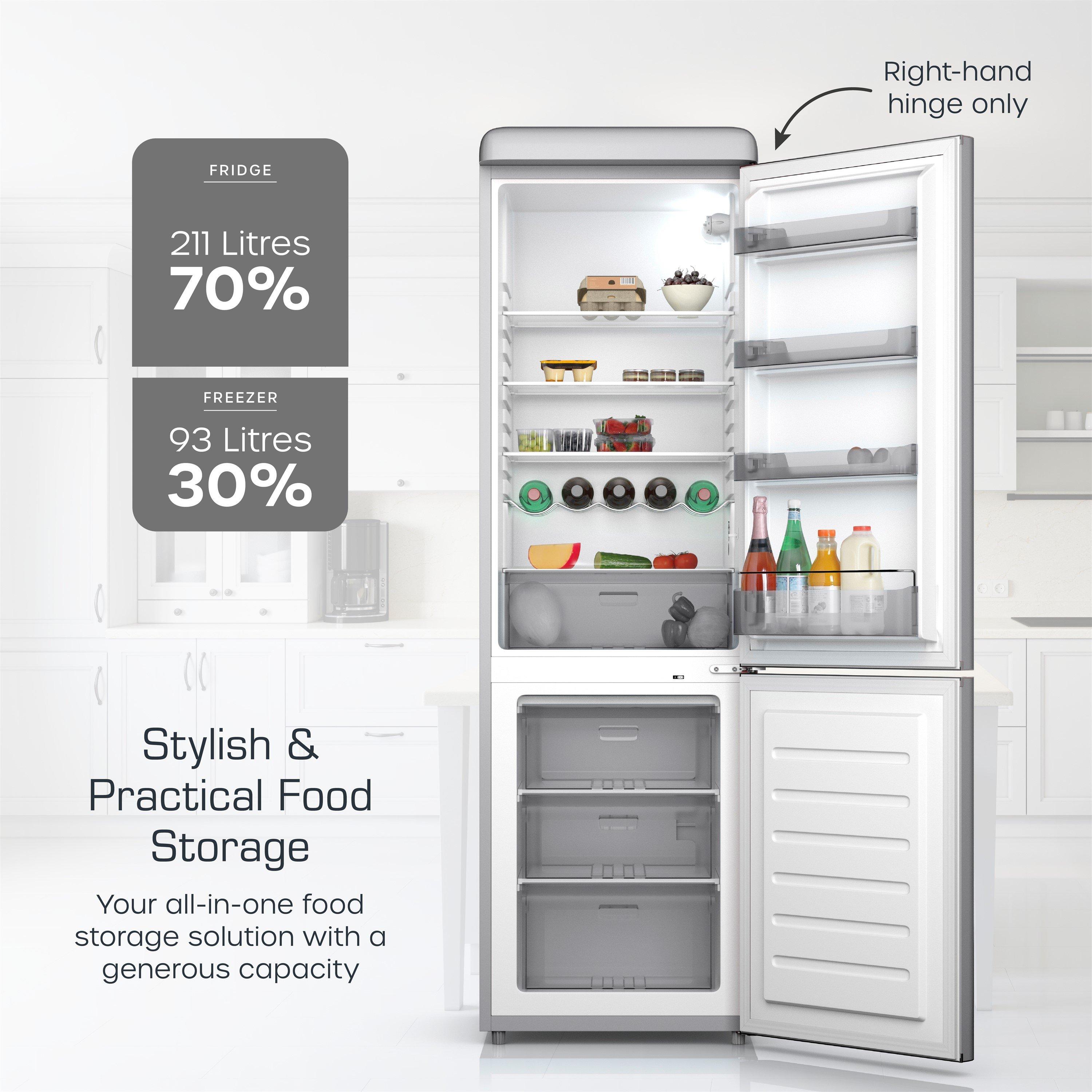 Grey - Swan - Retro Fridge Freezer Grey - 3