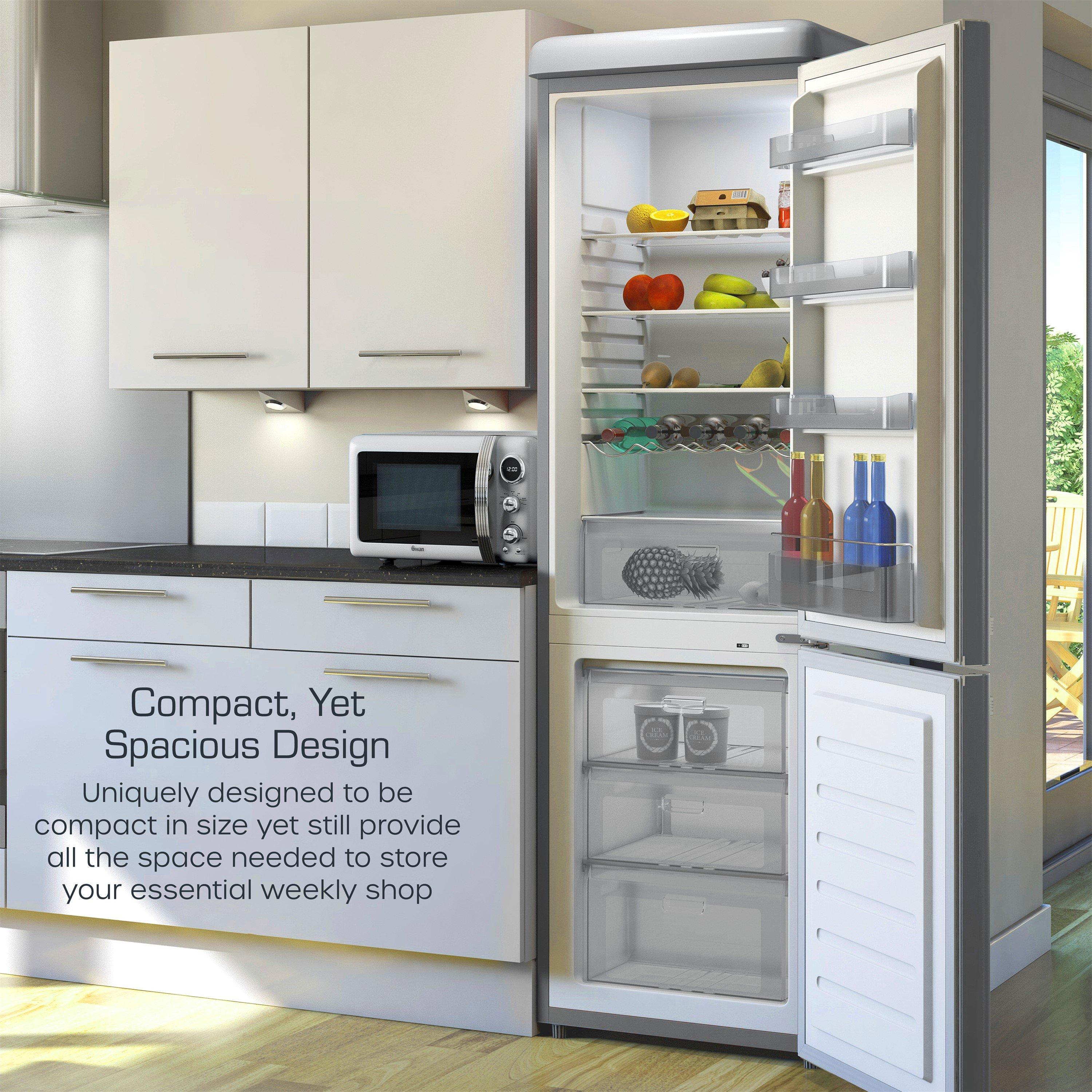 Grey - Swan - Retro Fridge Freezer Grey - 4