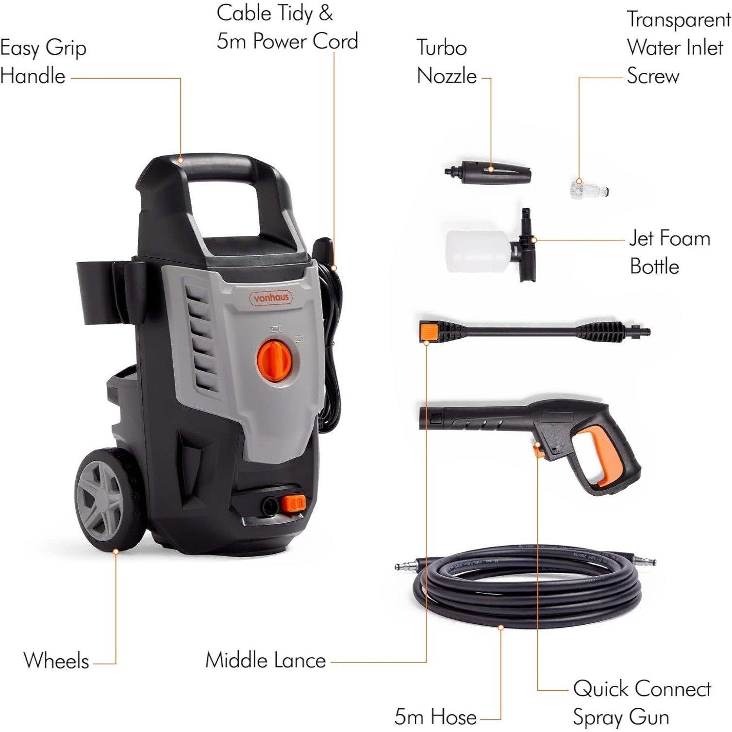Grey - VonHaus - VonHaus - 1600W Pressure Washer - 3500263 - 5