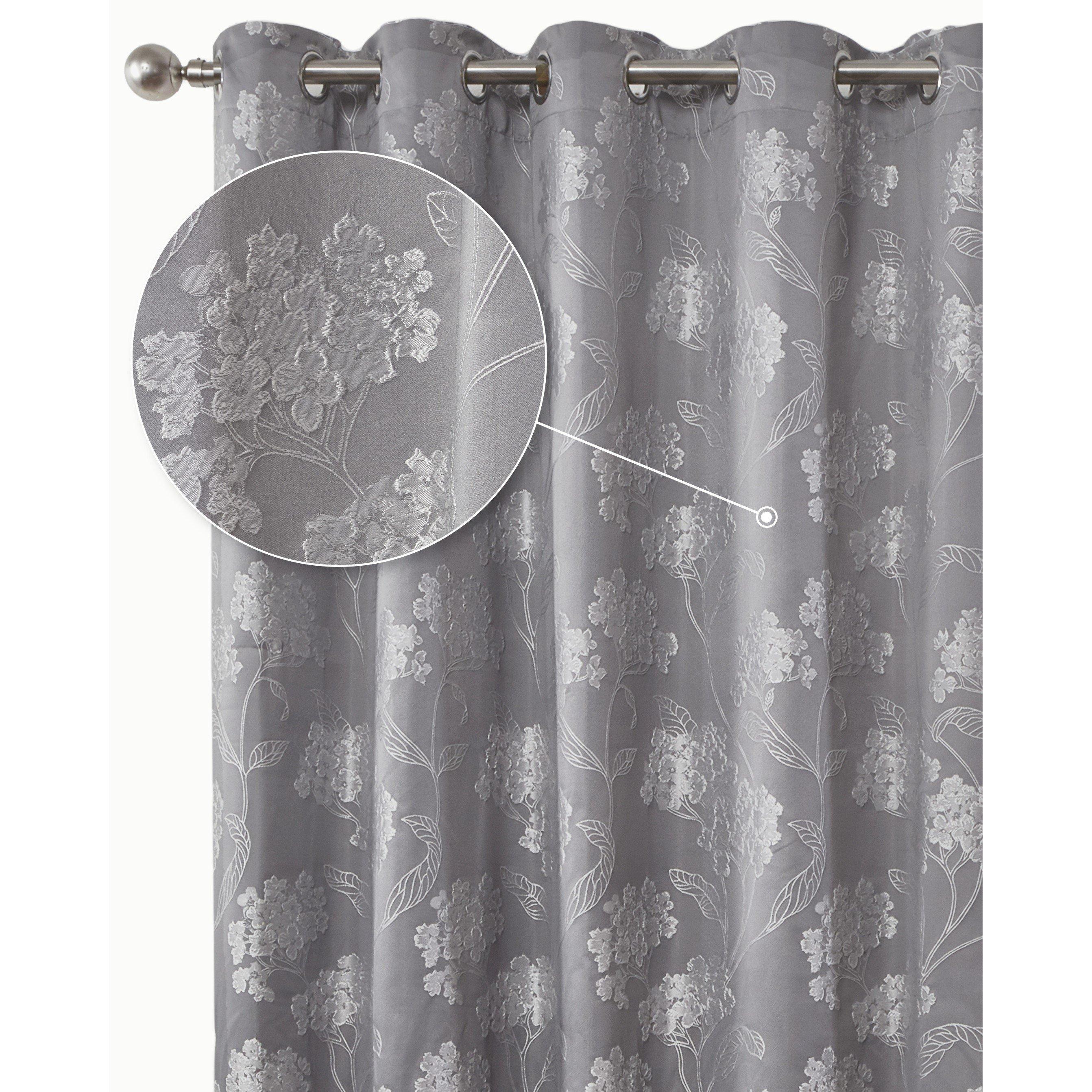 Lined Jacquard Curtains Eyelet Blossom