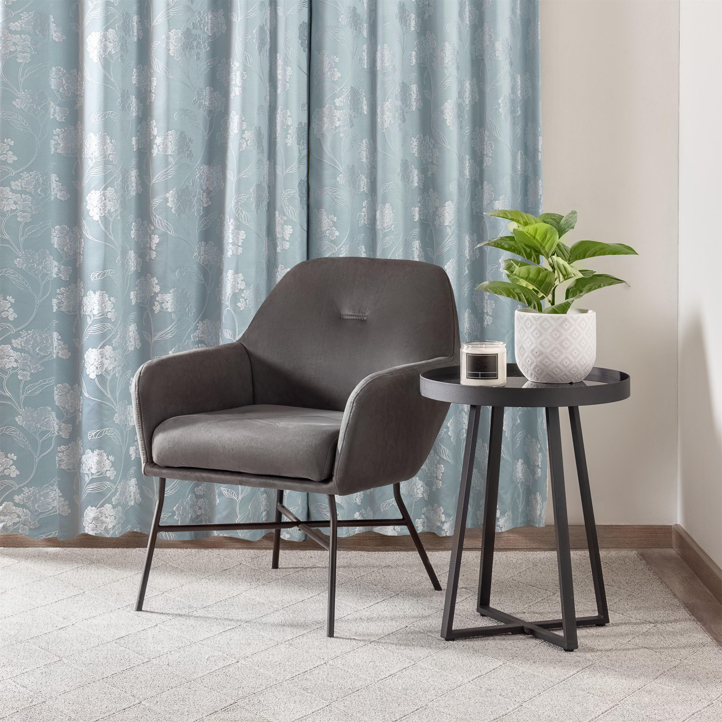 Duck Egg Blue - Emma Barclay - Lined Jacquard Curtains Eyelet Blossom - 3