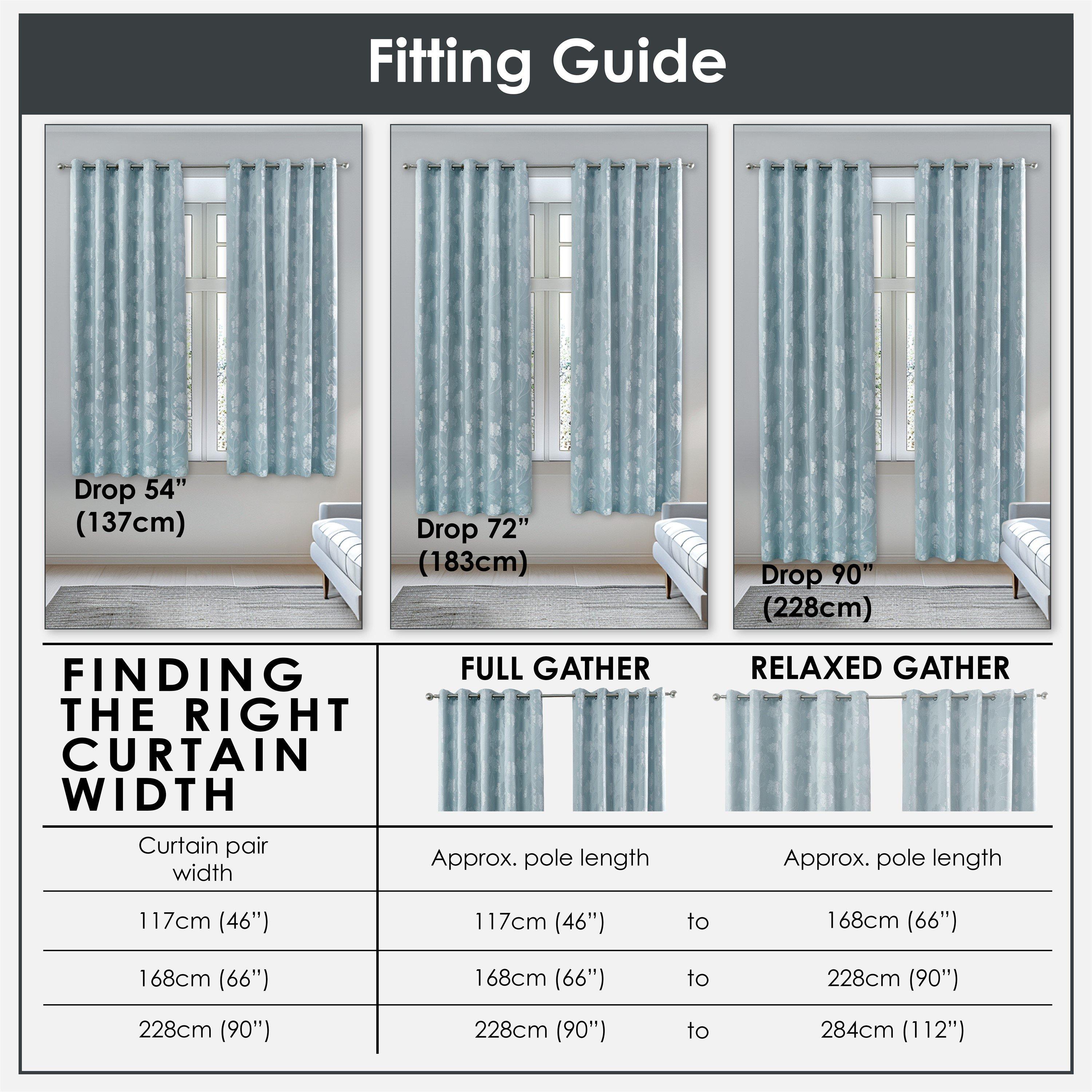Duck Egg Blue - Emma Barclay - Lined Jacquard Curtains Eyelet Blossom - 5