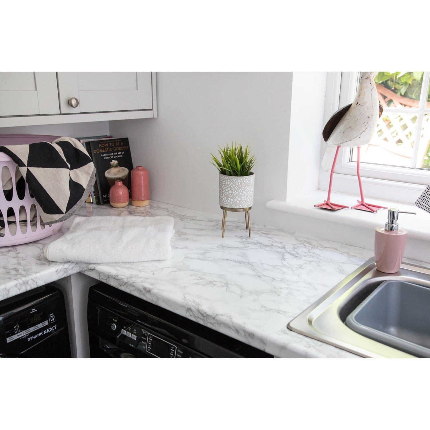 Grey - D C Fix - dc fix Marble Grey Self Adhesive Vinyl Pack 3 - 2