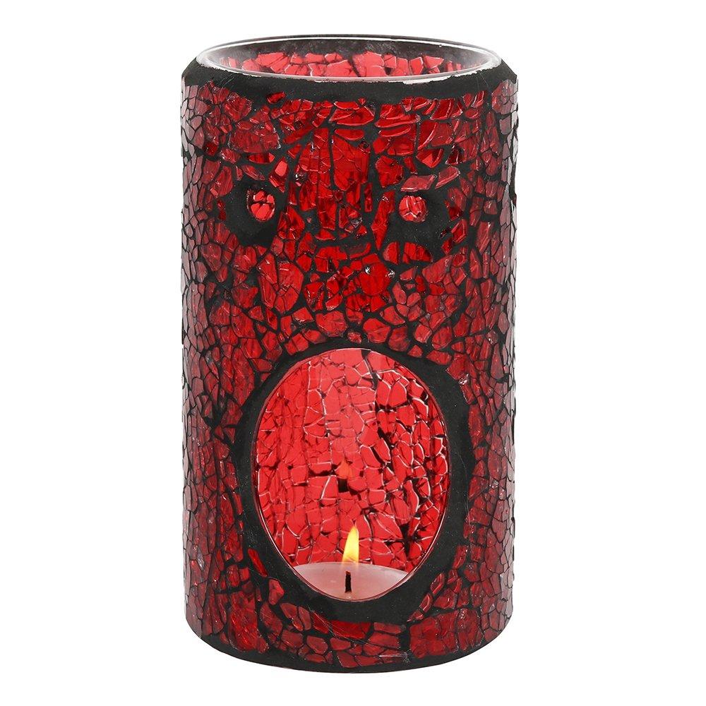Red - Something Different - Red Pillar Crackle Glass Oil Burner - 2