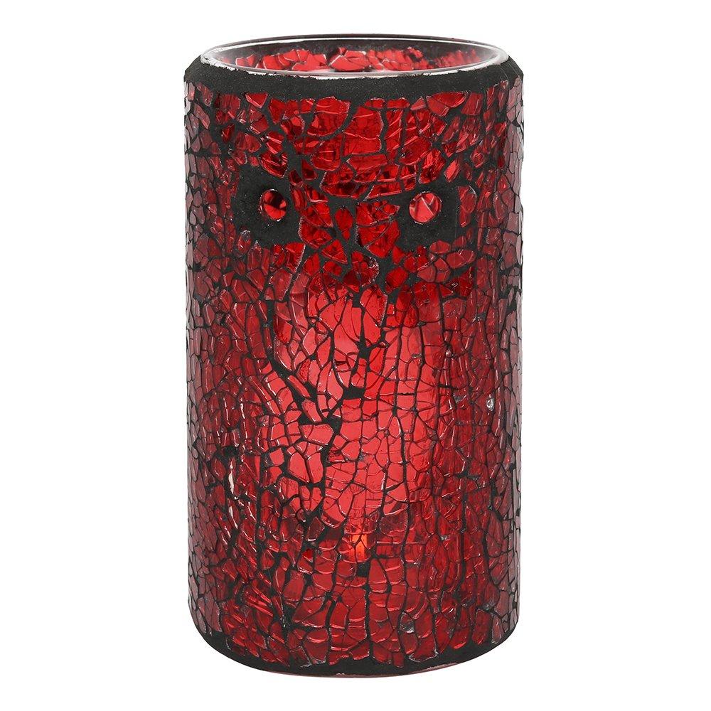 Red - Something Different - Red Pillar Crackle Glass Oil Burner - 3