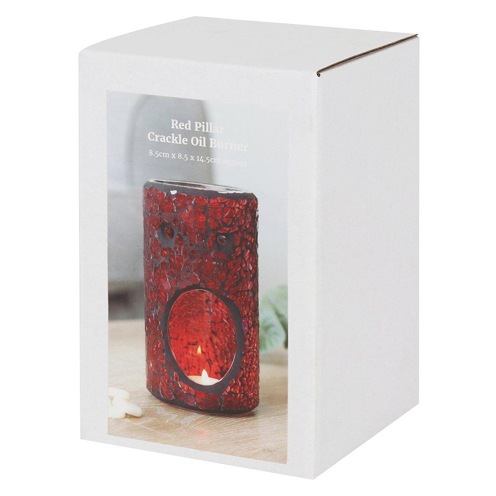 Red - Something Different - Red Pillar Crackle Glass Oil Burner - 4