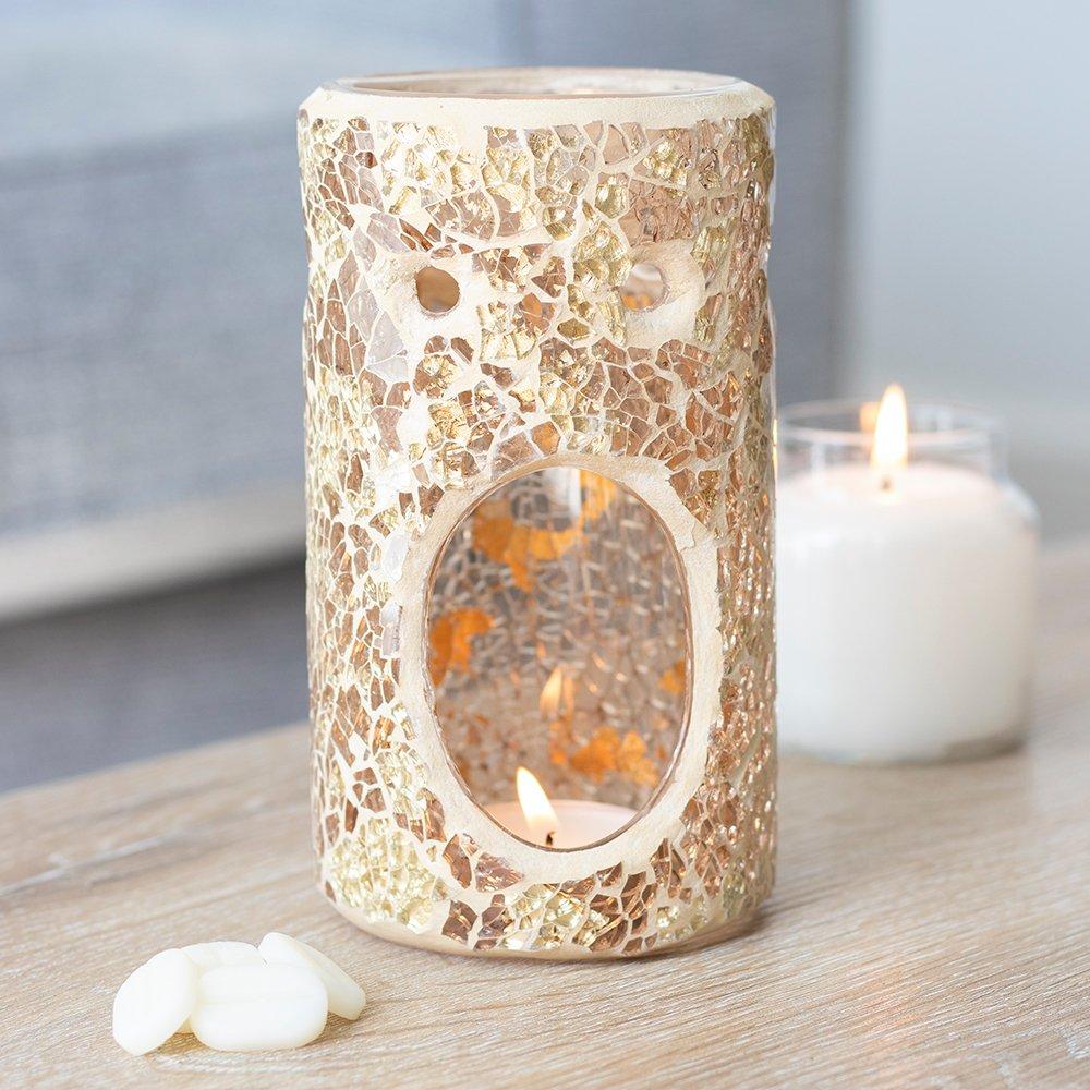 Something Different  Pillar Crackle Glass Oil Burner Gold