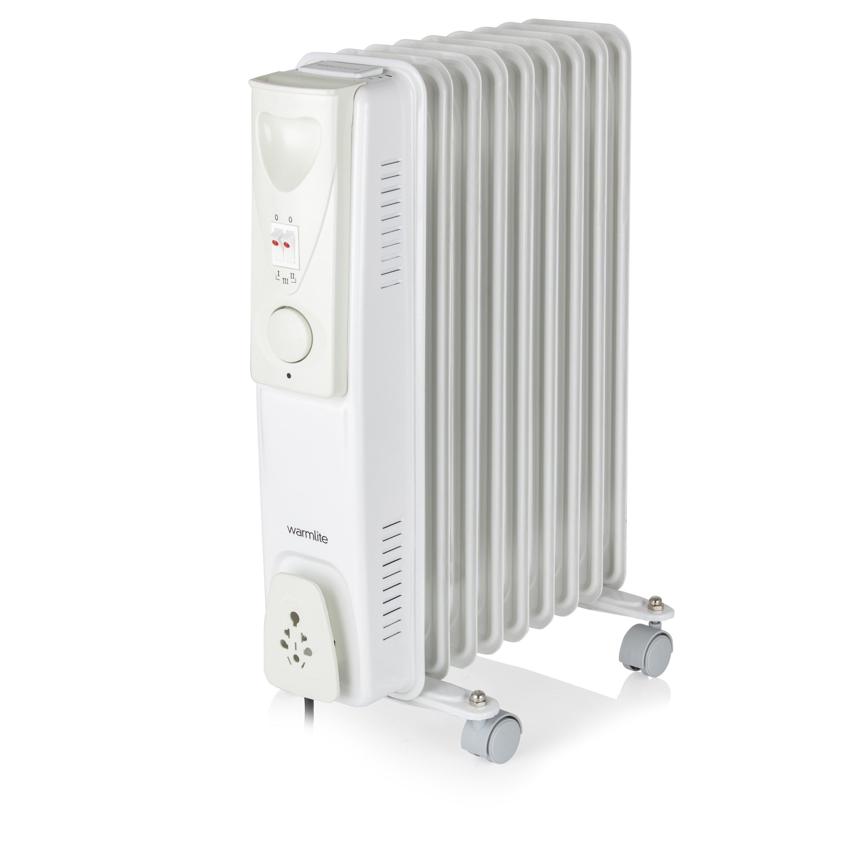 White - Warmlite - 2000W 9-Fin Oil Filled Radiator with 3 Power Setti - 1