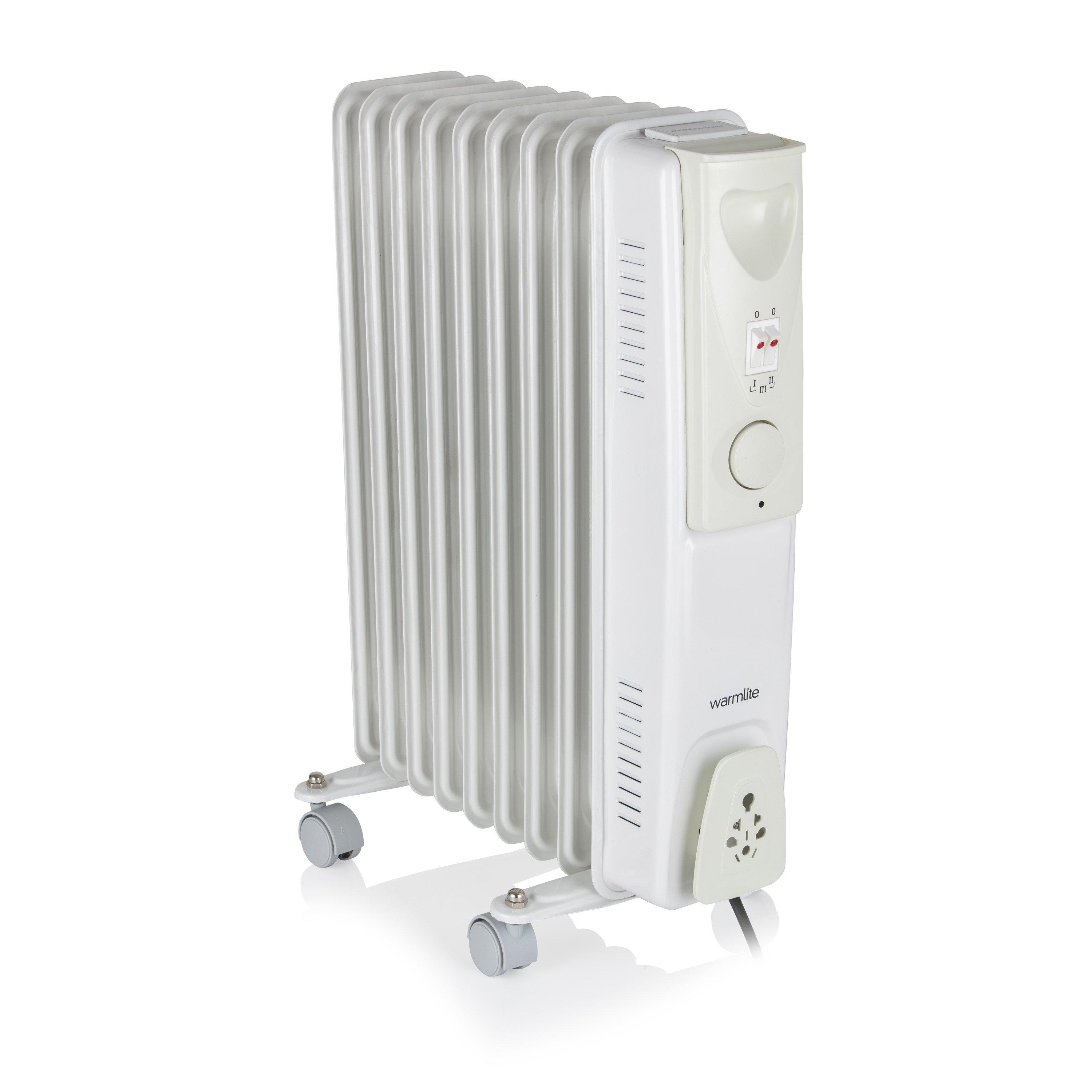 White - Warmlite - 2000W 9-Fin Oil Filled Radiator with 3 Power Setti - 2