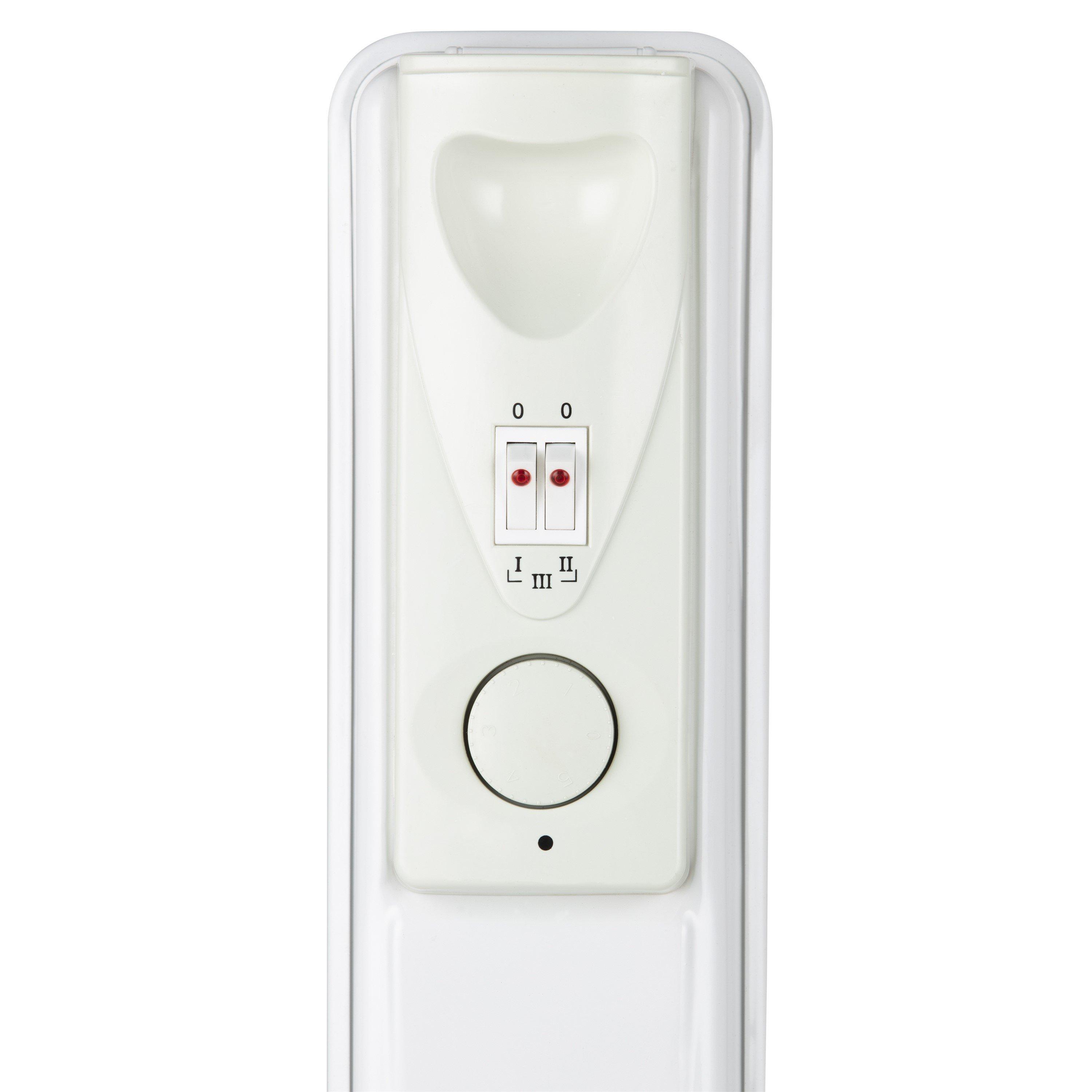 White - Warmlite - 2000W 9-Fin Oil Filled Radiator with 3 Power Setti - 5