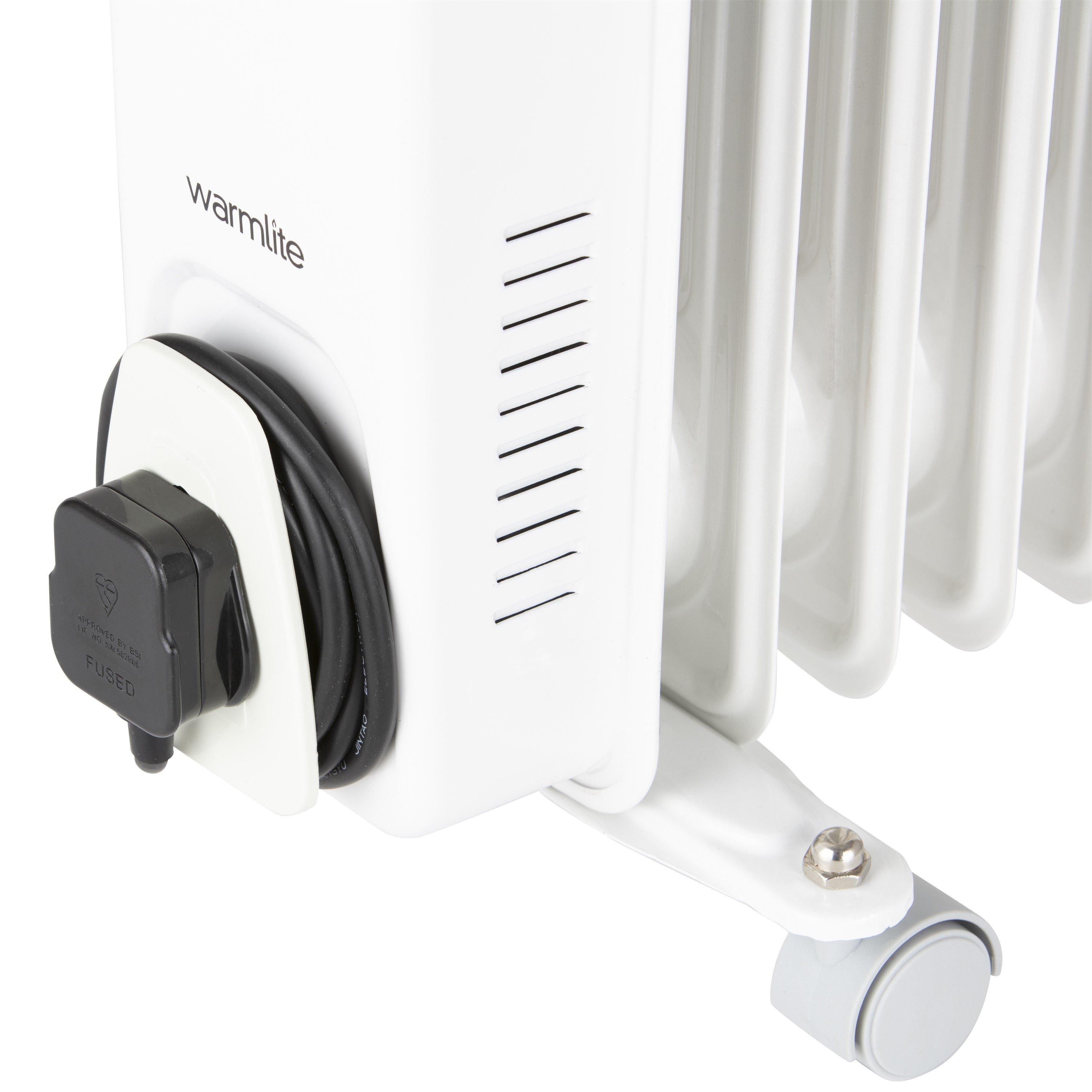 White - Warmlite - 2000W 9-Fin Oil Filled Radiator with 3 Power Setti - 8