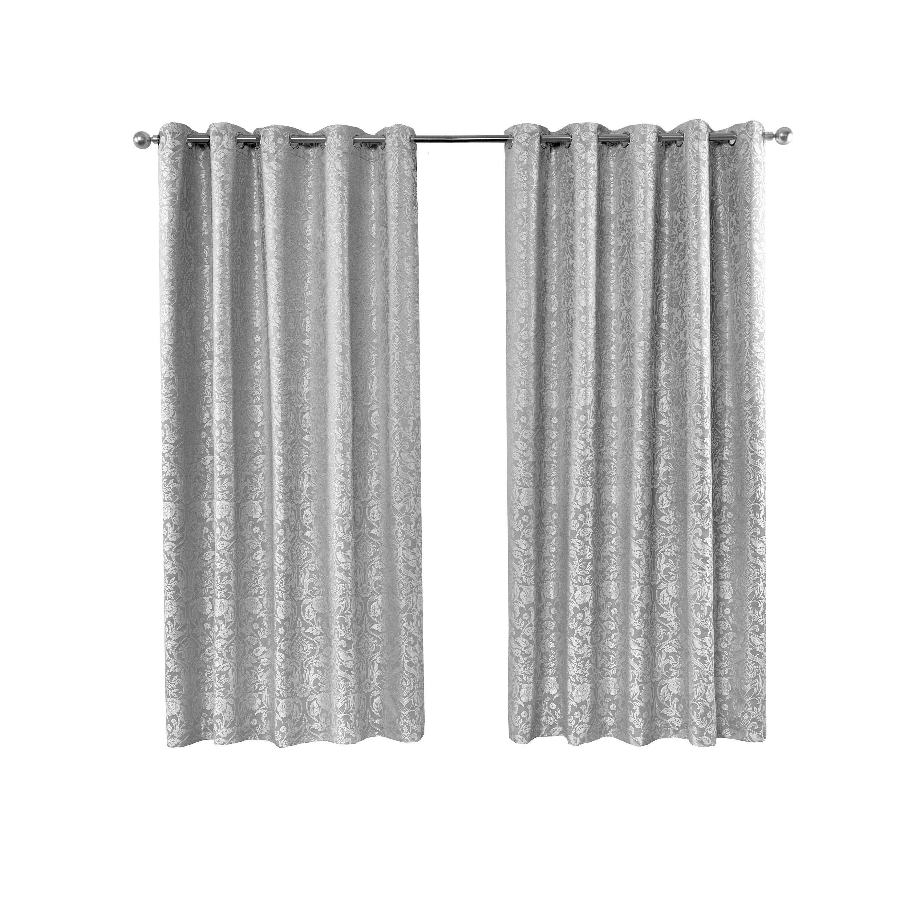 Silver - Emma Barclay - Lined Jacquard Curtains Eyelet Eden - 2