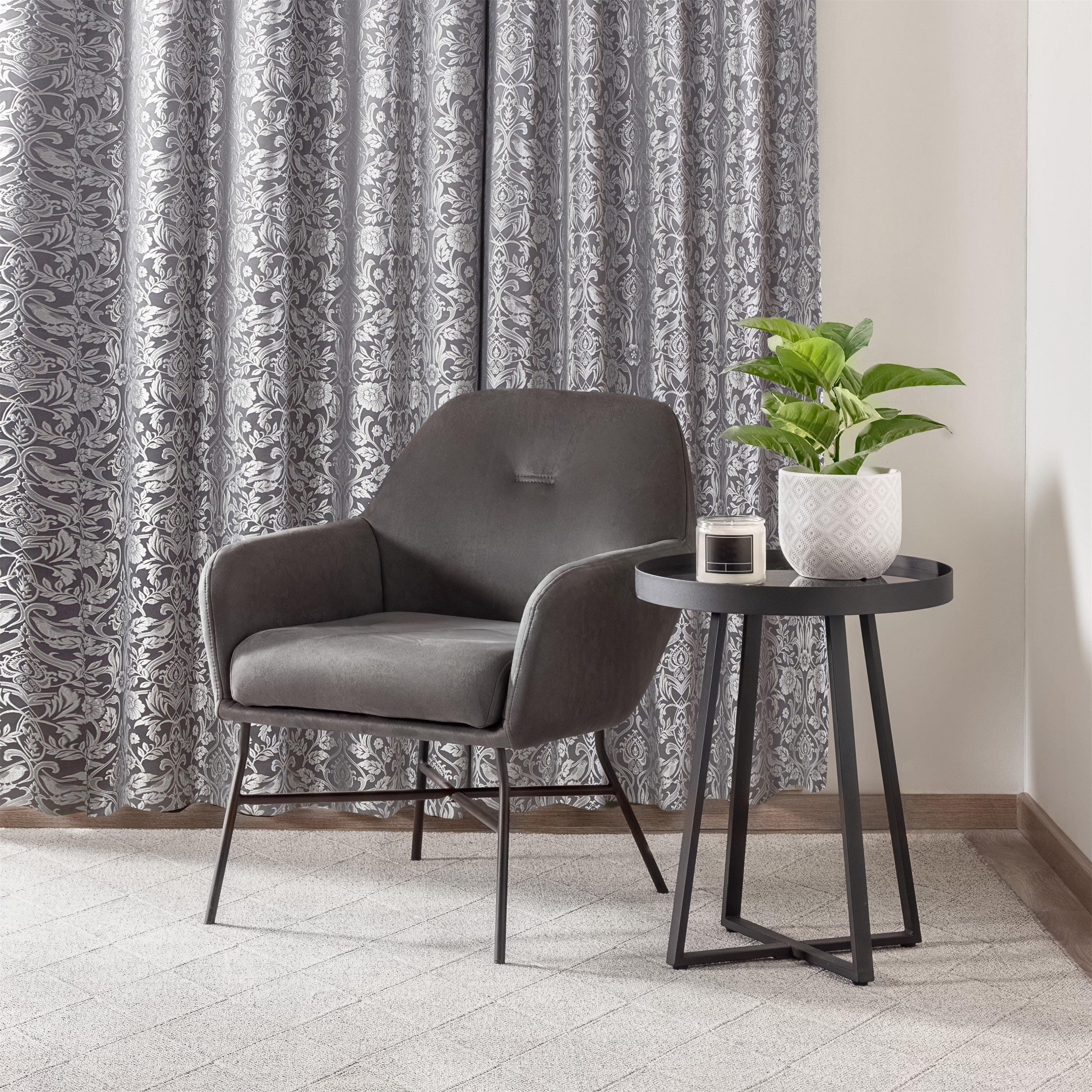 Silver - Emma Barclay - Lined Jacquard Curtains Eyelet Eden - 3