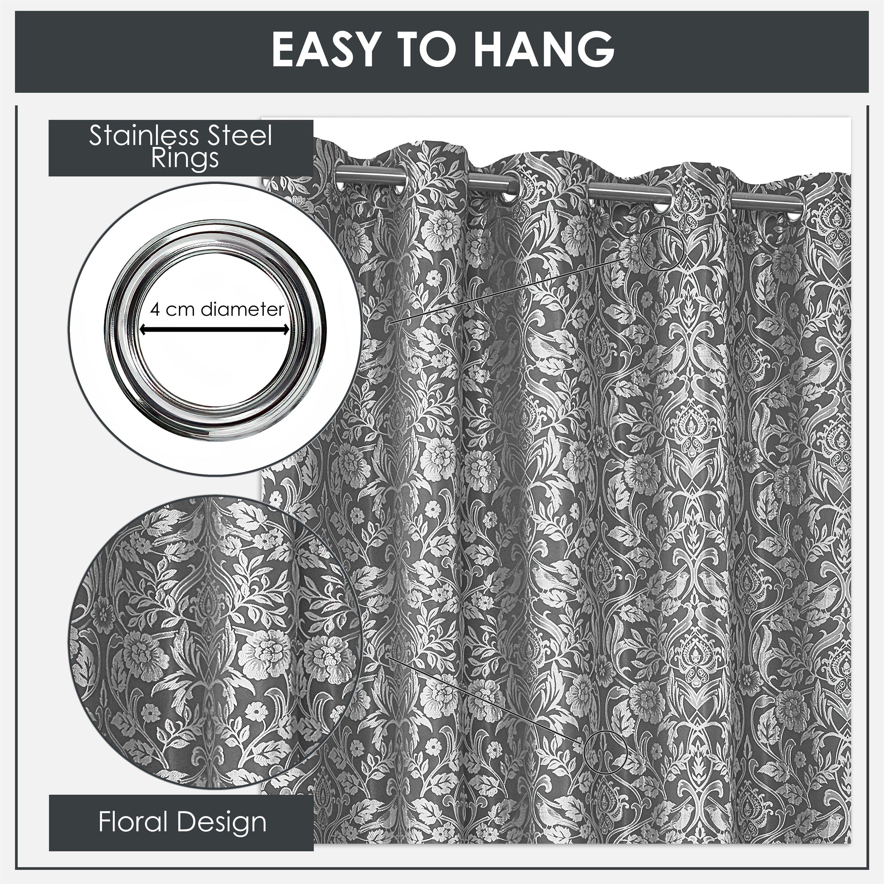 Silver - Emma Barclay - Lined Jacquard Curtains Eyelet Eden - 6