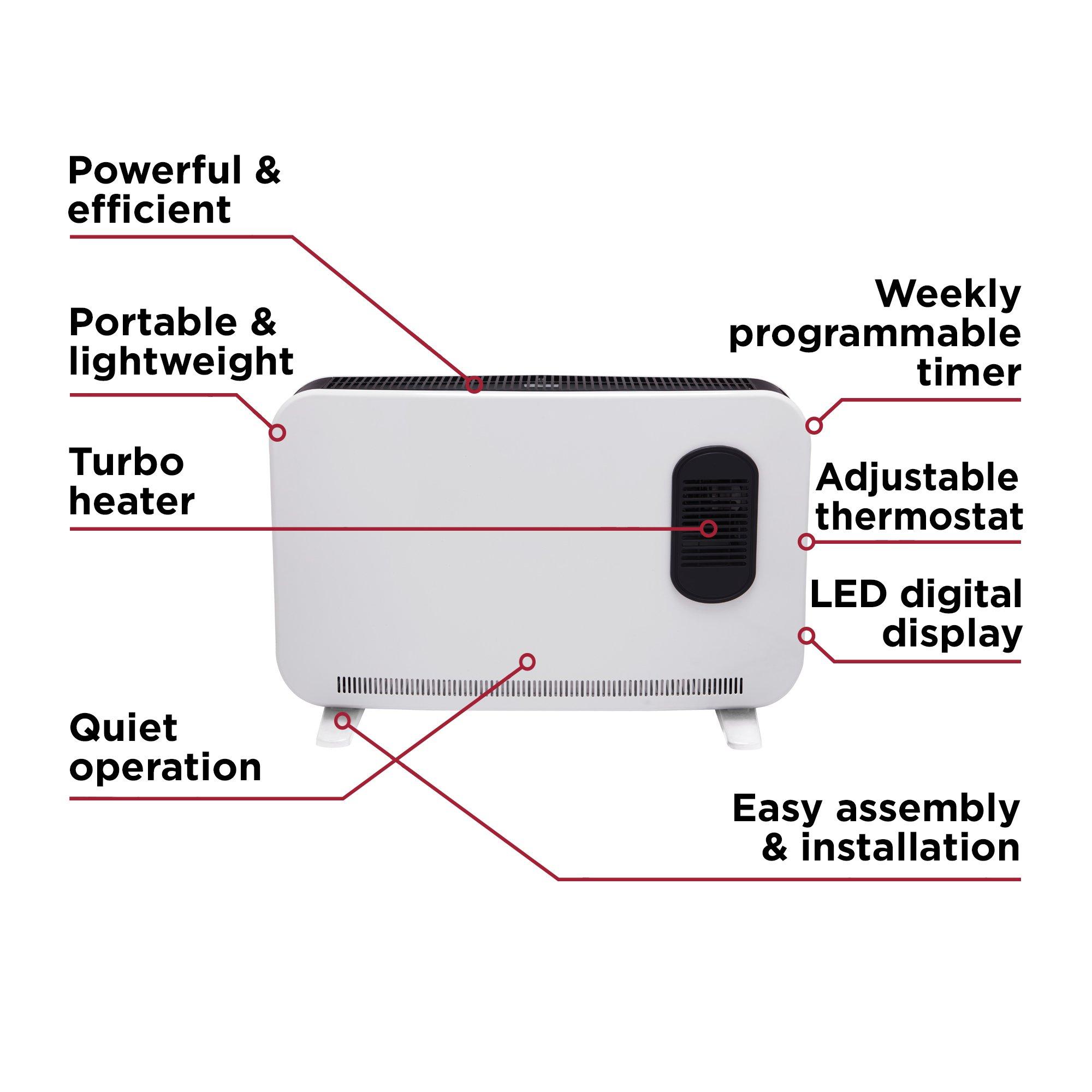 White - Black and Decker - 2.2KW Smart Convection Turbo Heater 3 Heat Settin - 8