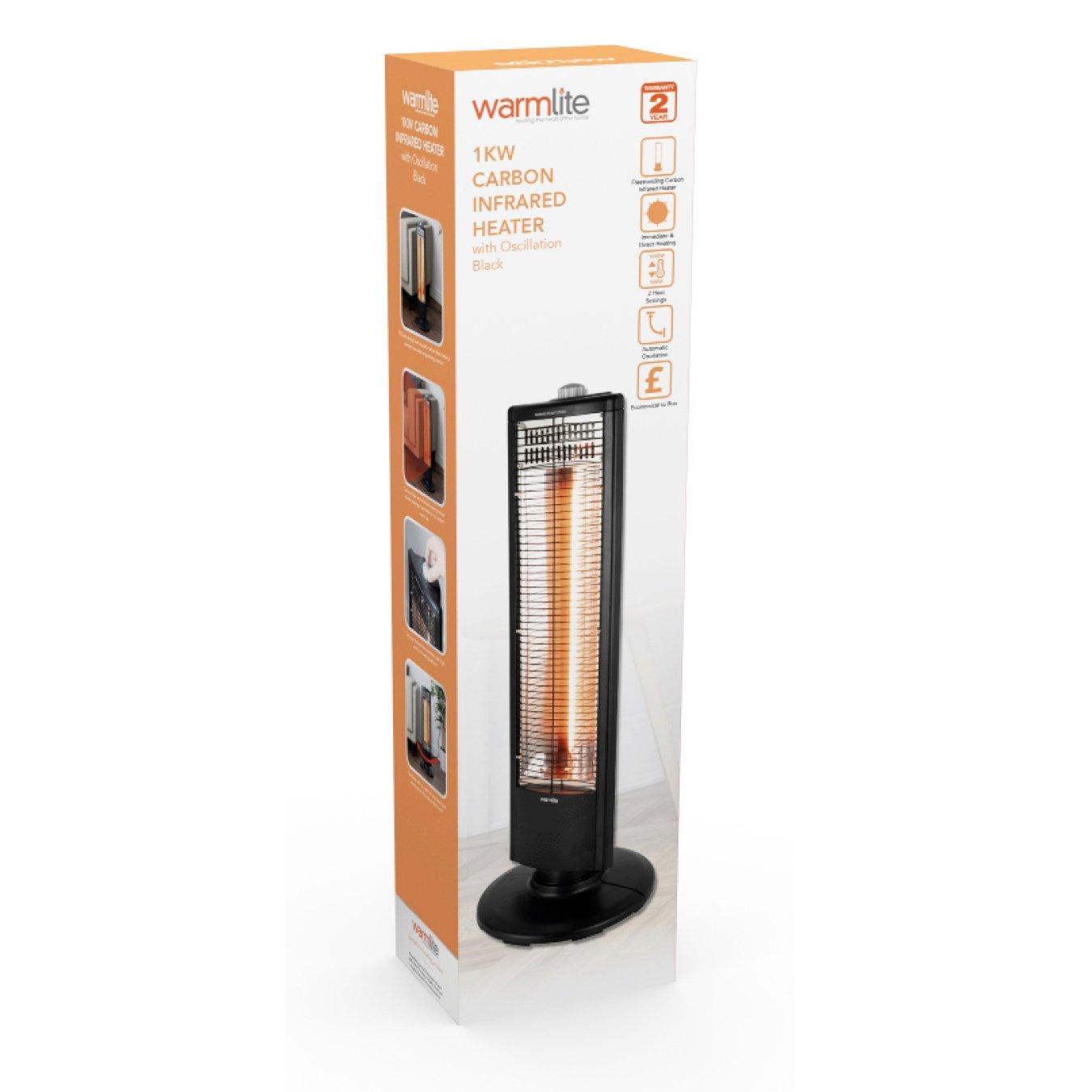Black - Warmlite - 1KW Carbon Infrared Heater with Oscillation 2 Hea - 11